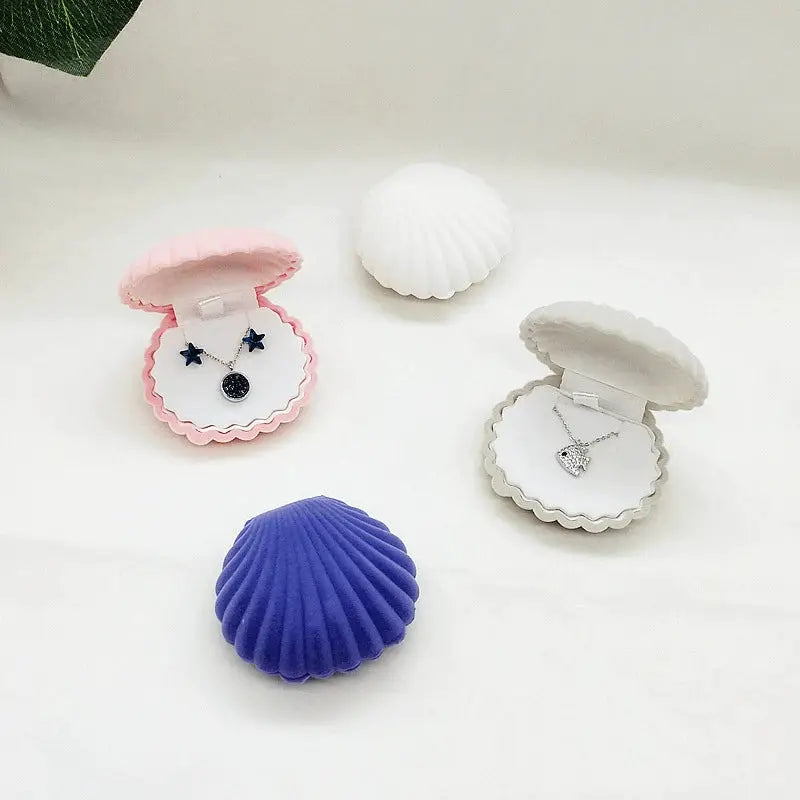 Flock Suede Velvet Flip Child Kid Necklace Earring Stud Finger Ring Exquisite Shell Starfish Crown Jewelry Box Jewel Case from PriceLows™