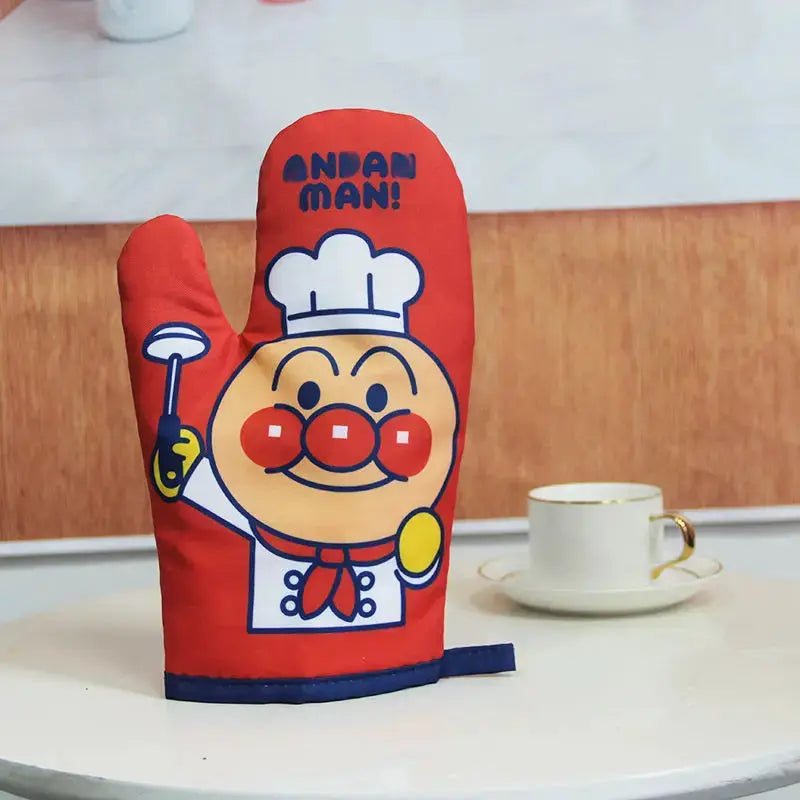 Oven Gloves | Cartoon Anpanman Print | Double Sided Heat Insulation | One Size