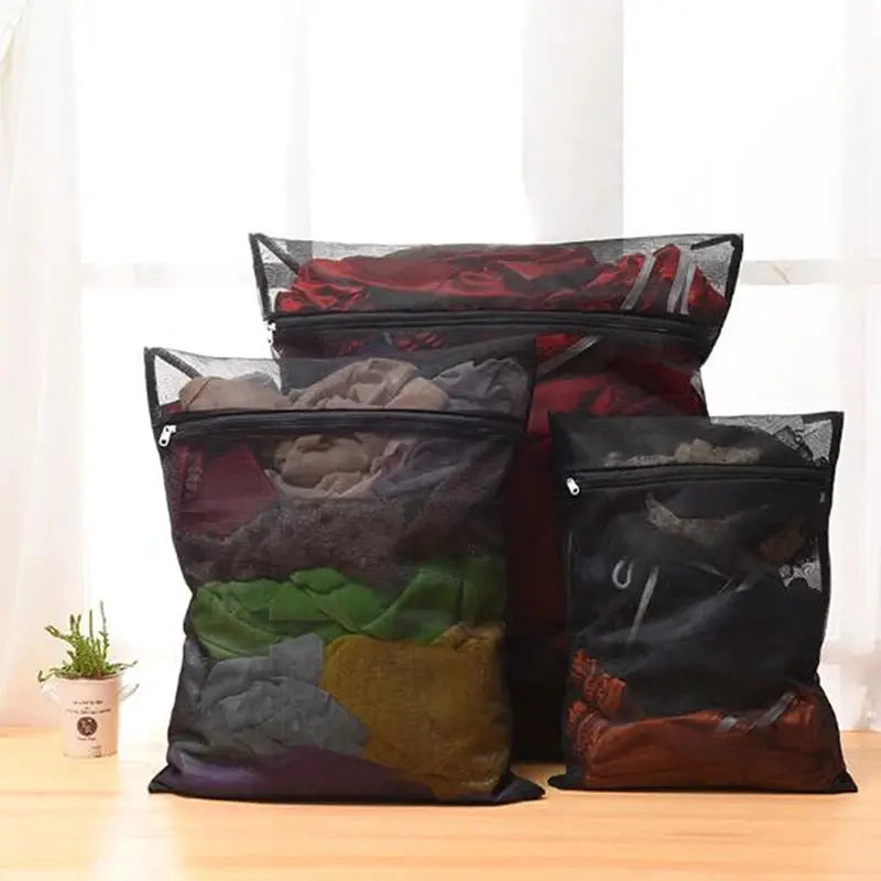 1PC Clothes Washing Machine Laundry Bag With Zipper Nylon Mesh Net Bra Washing Bag Black Wash Bags from PriceLows™