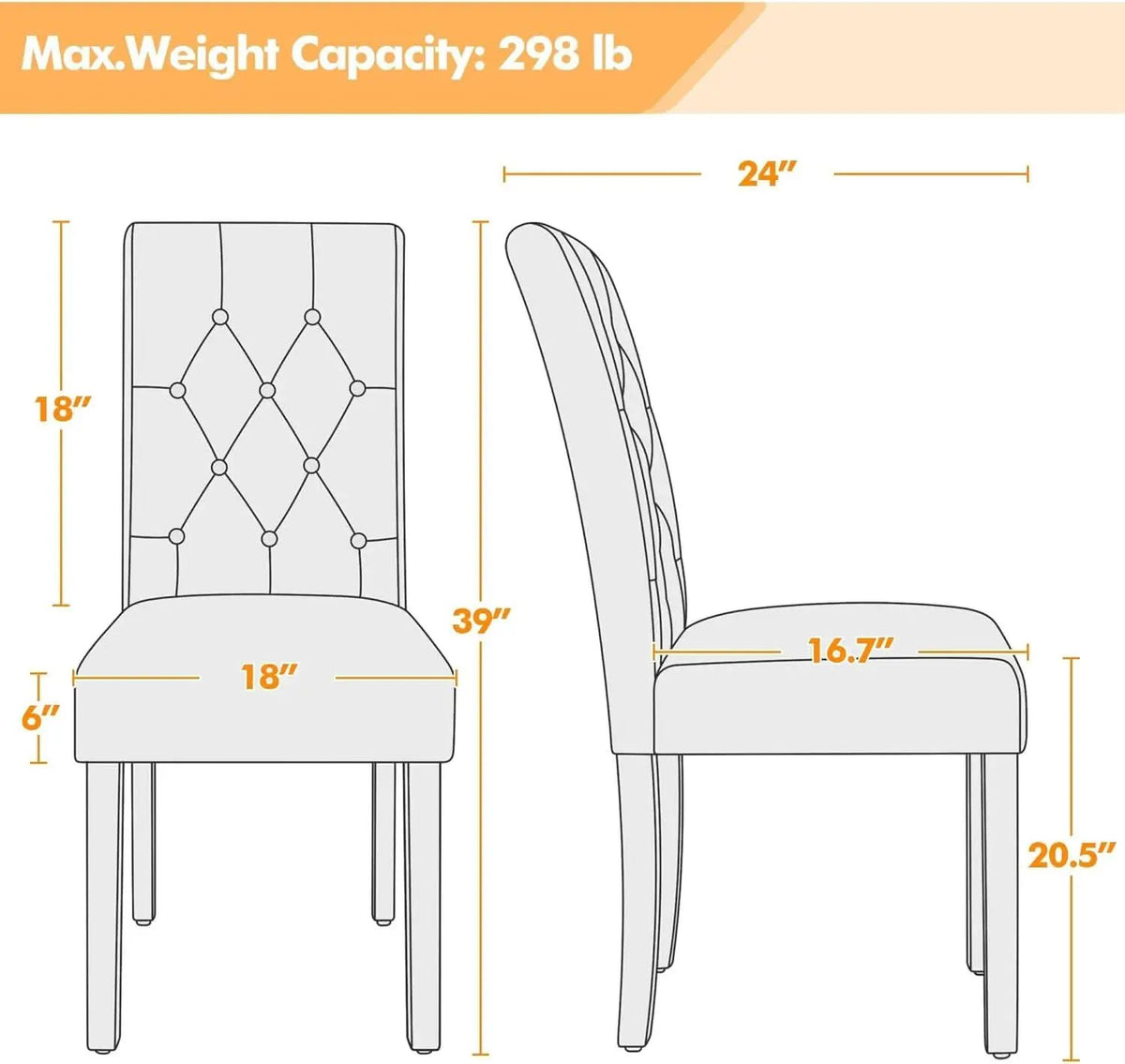 High Back Dining Chairs Set of 2 Retro Brown Parsons from PriceLows™