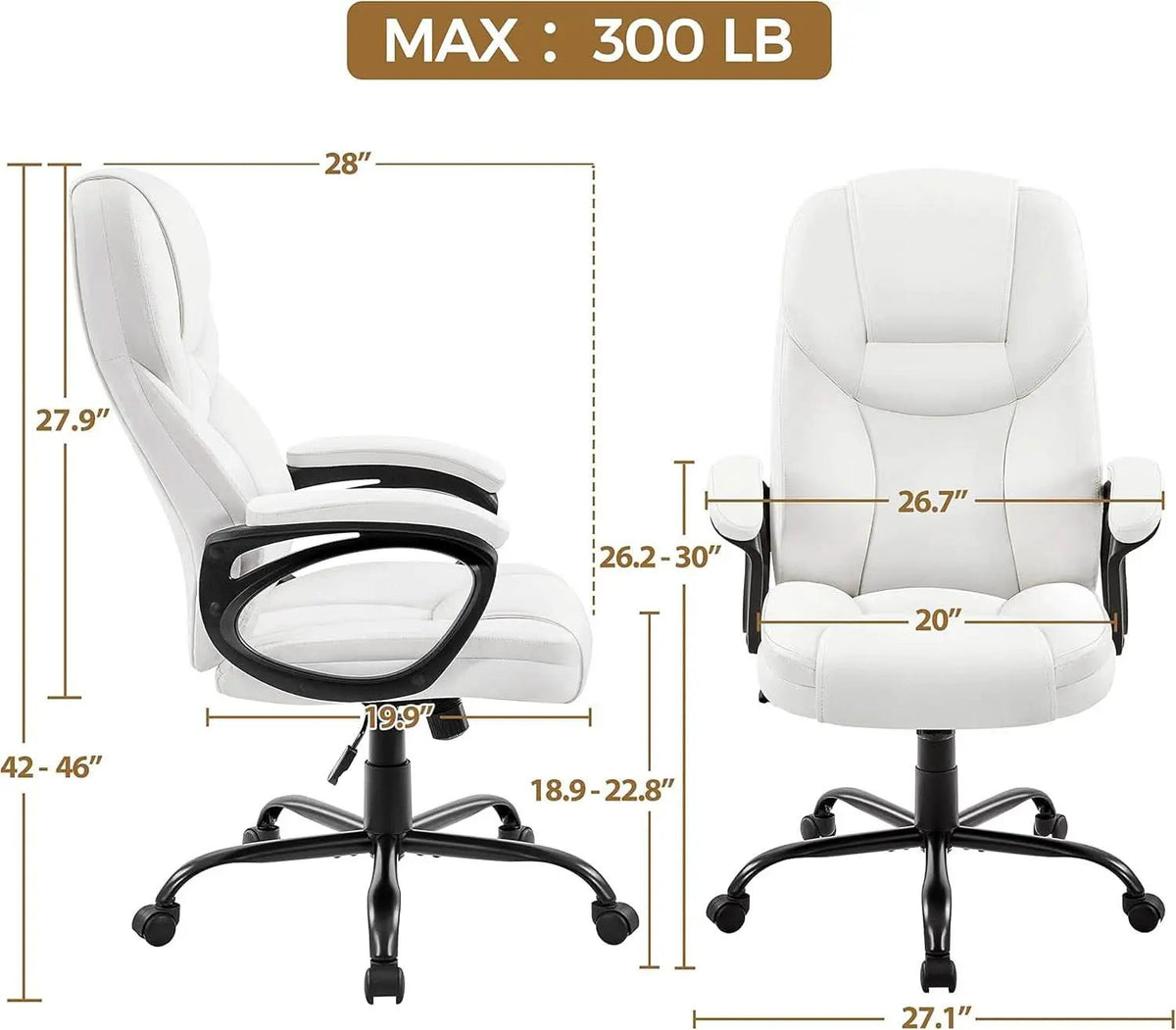 High Back Executive Chair White Ergonomic Office Chair from PriceLows™