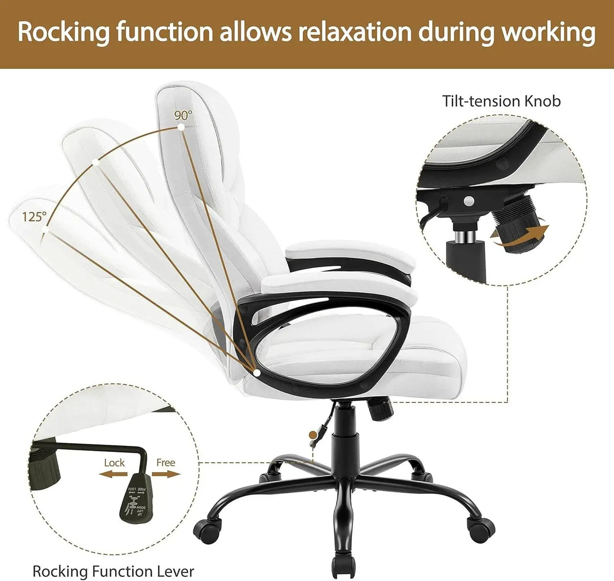 High Back Executive Chair White Ergonomic Office Chair from PriceLows™