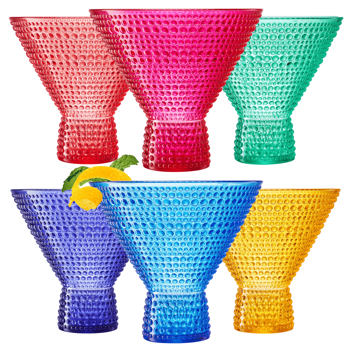 Madrid Acrylic Martini Hobnail Glassware | 9 oz | Set of 6 | Acrylic