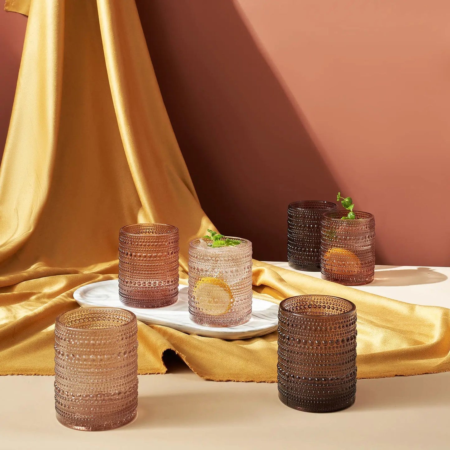 Venus Hobnail Lowball Whiskey Glassware, Set of 6 from PriceLows™