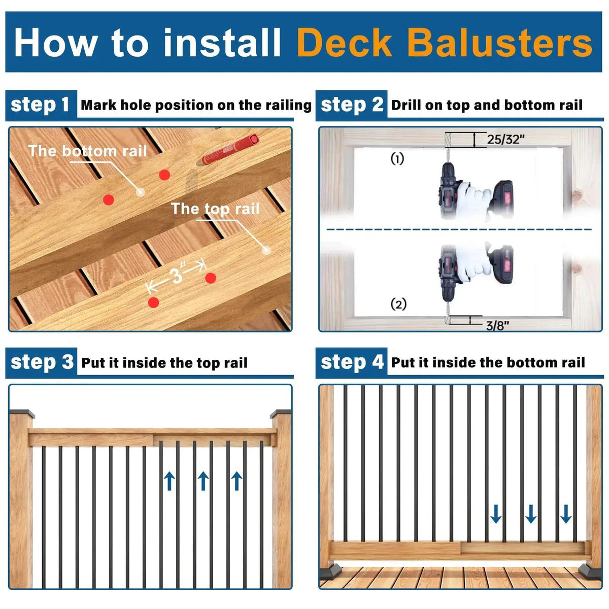 Durable Hollow Deck Balusters with Screws from PriceLows™