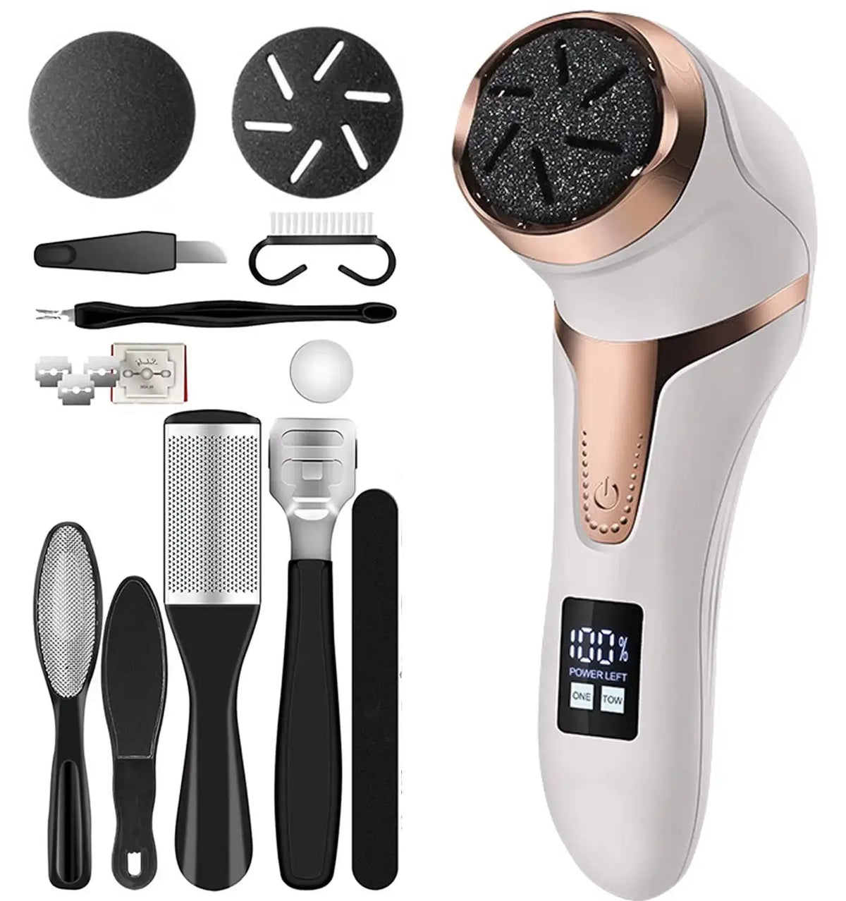 Rechargeable Electric Foot Rasp Electric Pedicure Foot Sander IPX7 Waterproof 3 Grinding Heads to Eliminate Feet Dead Skin from PriceLows™