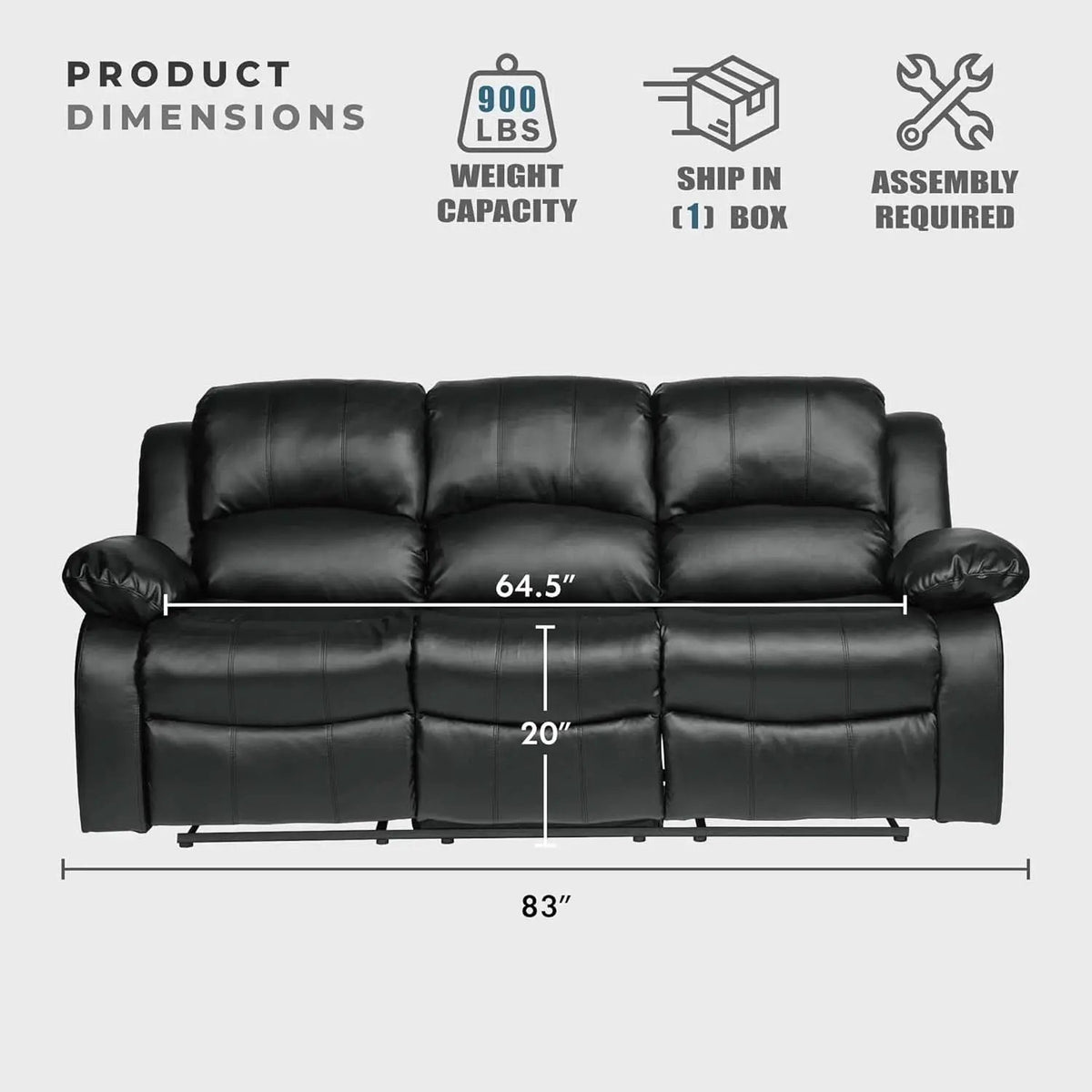 Humphreys Double Reclining Loveseat Black Faux Leather from PriceLows™
