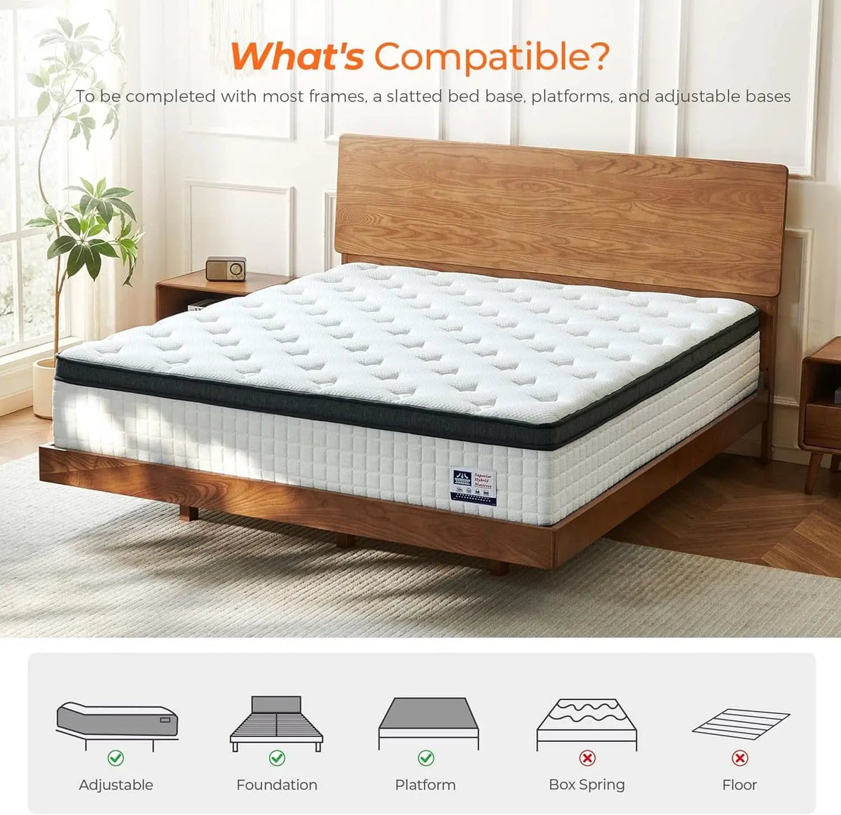 Queen Size Hybrid Mattress Gel Memory Foam Pro Edition from PriceLows™