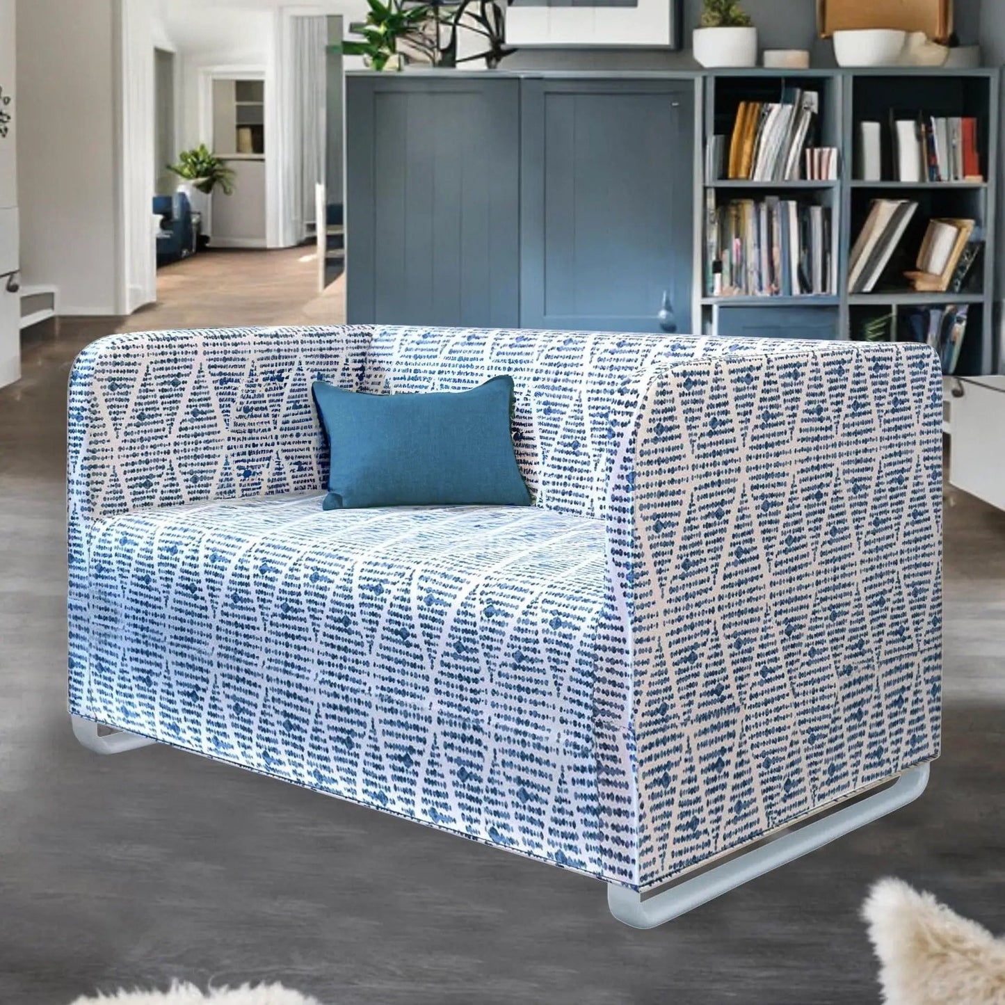 Boho Indigo Blue Slipcover – Compatible with IKEA Knopparp Sofa (3-Seater) from PriceLows™