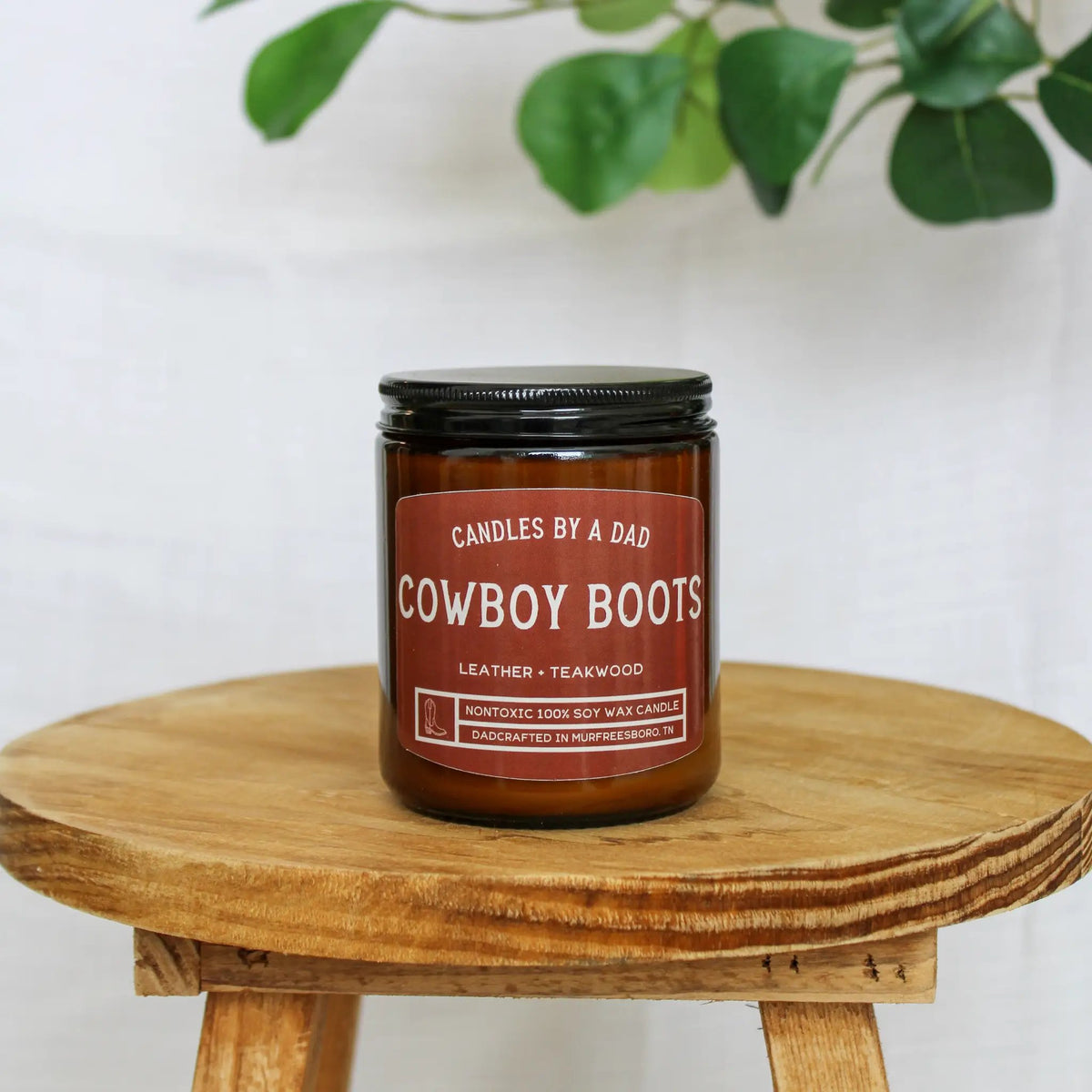 Cowboy Boots Candle | Leather Scent | Hand Poured Wax | 7 Oz