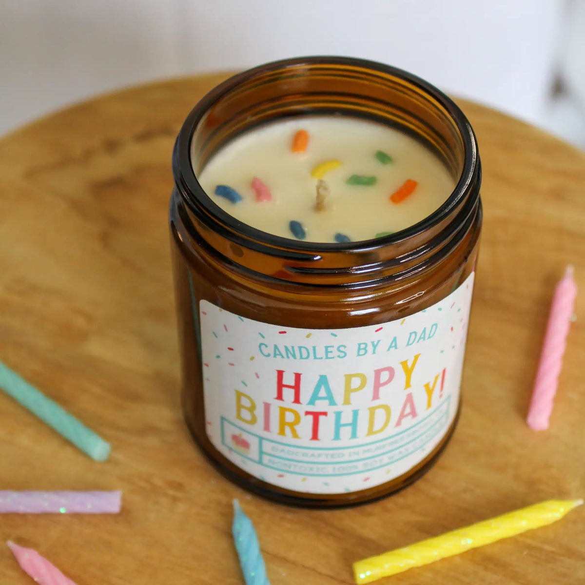 Birthday Cake Scented Candle | 7 Oz Capacity | Topped With Real Sprinkles