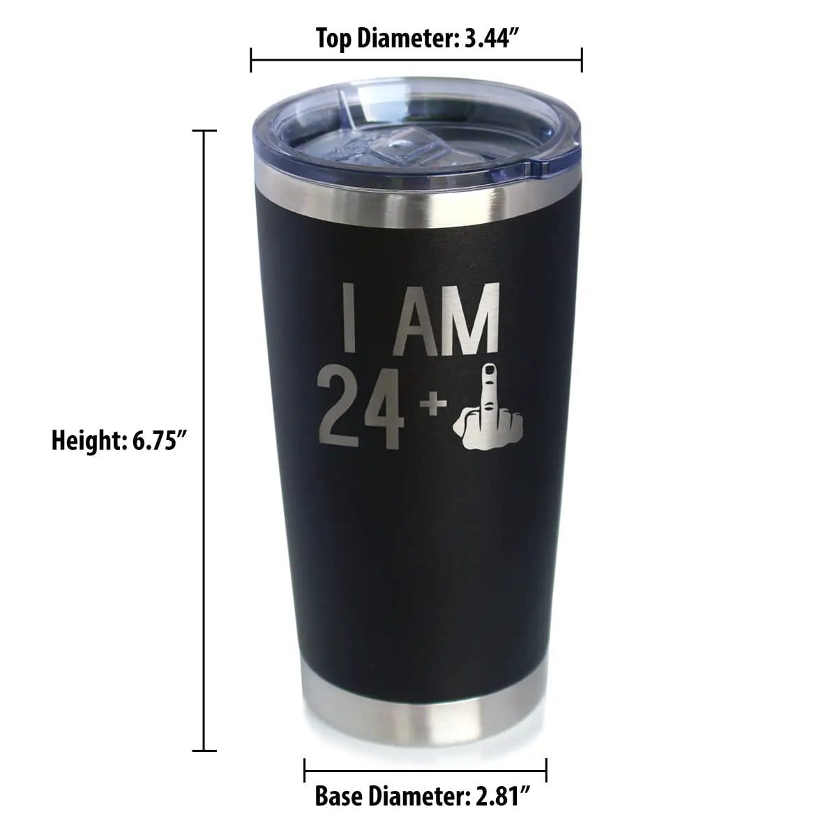 Insulated Coffee Tumbler | 20 oz Stainless Steel | Sliding Lid | 24 + 1 Middle Finger