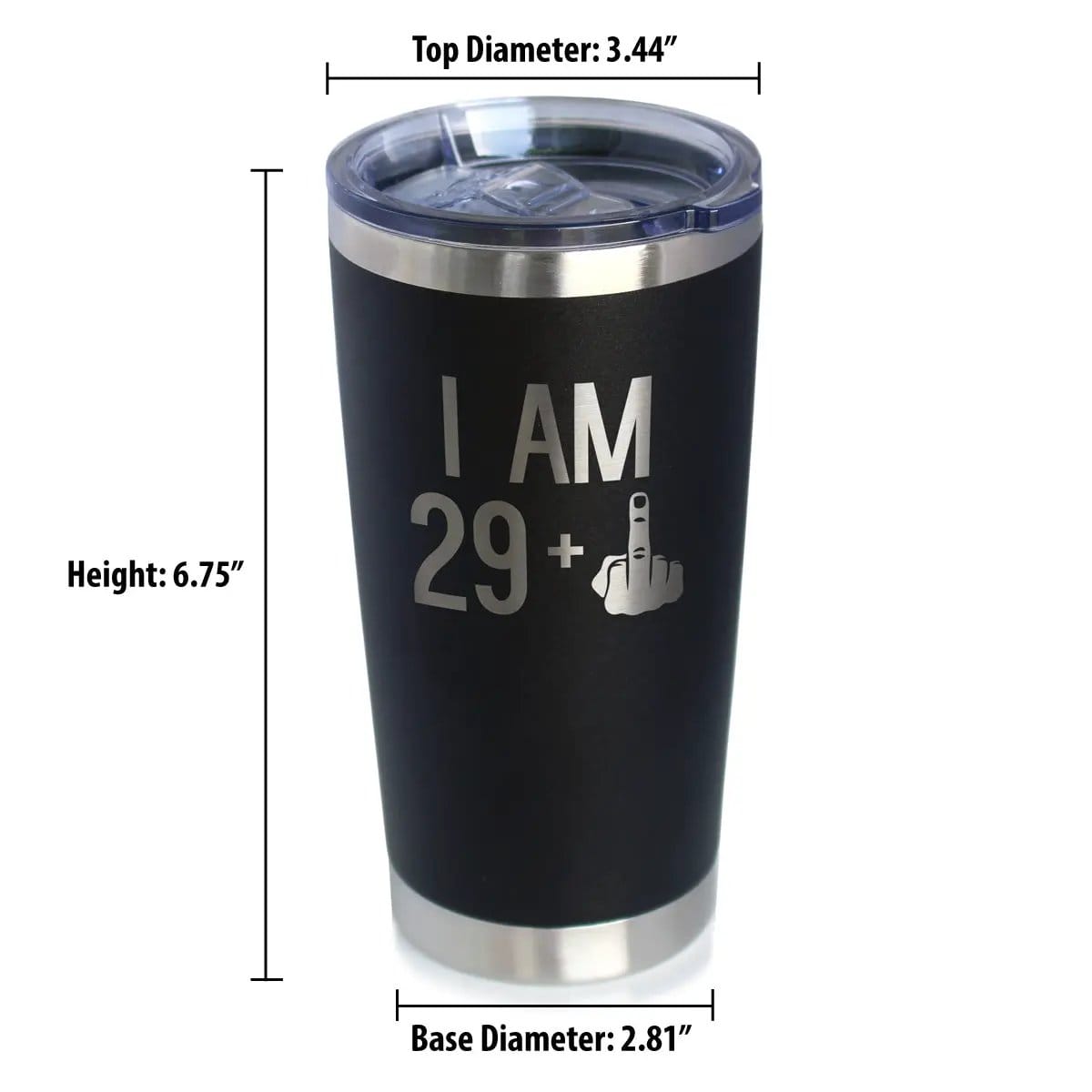 Insulated Coffee Tumbler | 20 oz Stainless Steel | Sliding Lid | 29 + 1 Middle Finger