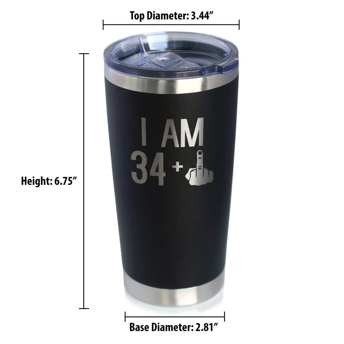 Insulated Coffee Tumbler | 20 oz Stainless Steel | Sliding Lid | 34 + 1 Middle Finger