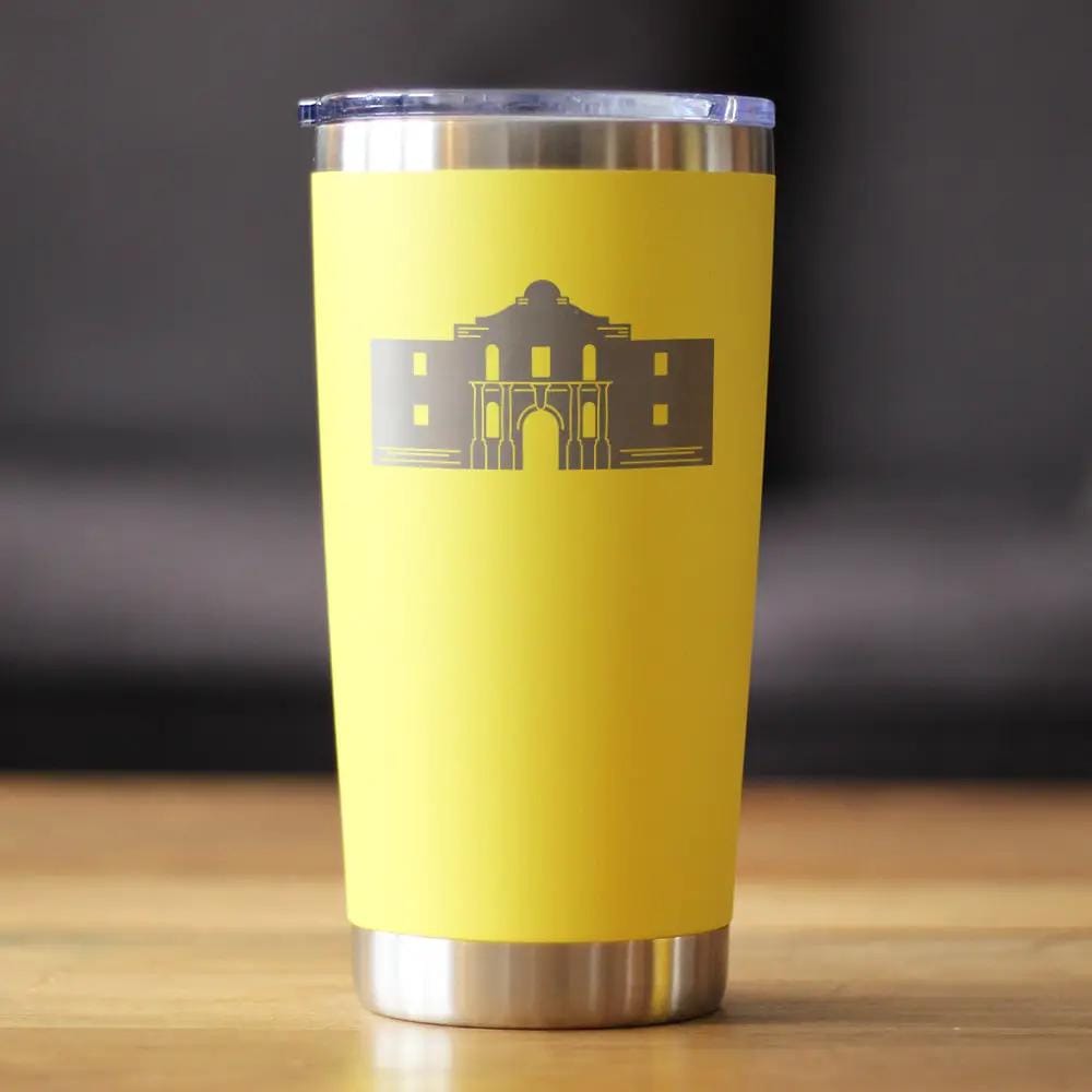 Insulated Coffee Tumbler | 20 oz Stainless Steel | Sliding Lid | The Alamo