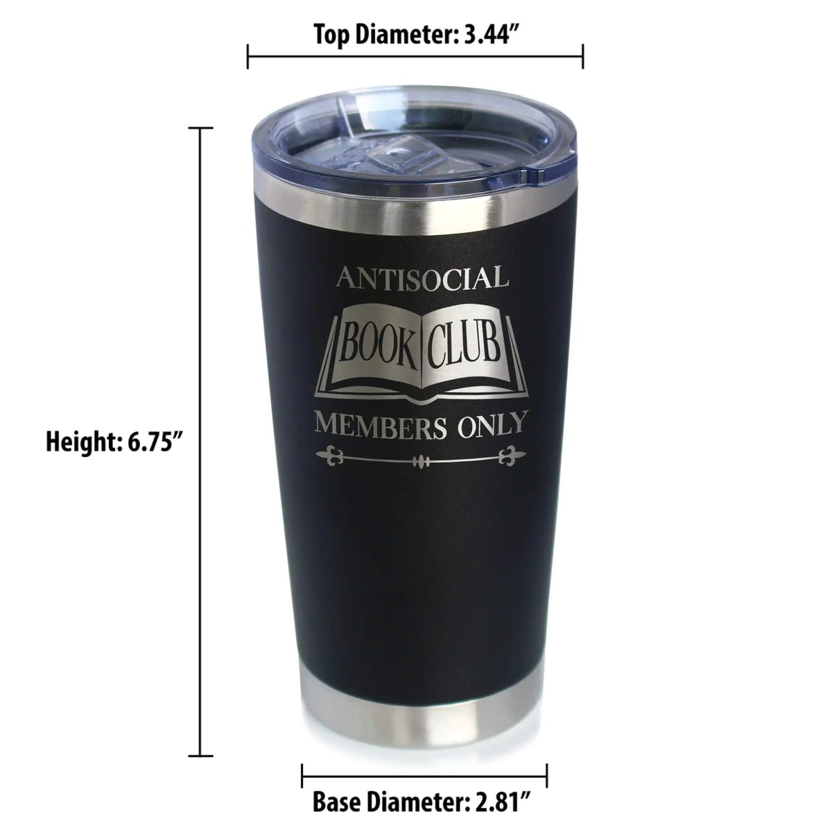 Insulated Coffee Tumbler | 20 oz Stainless Steel | Sliding Lid | Antisocial Book Club