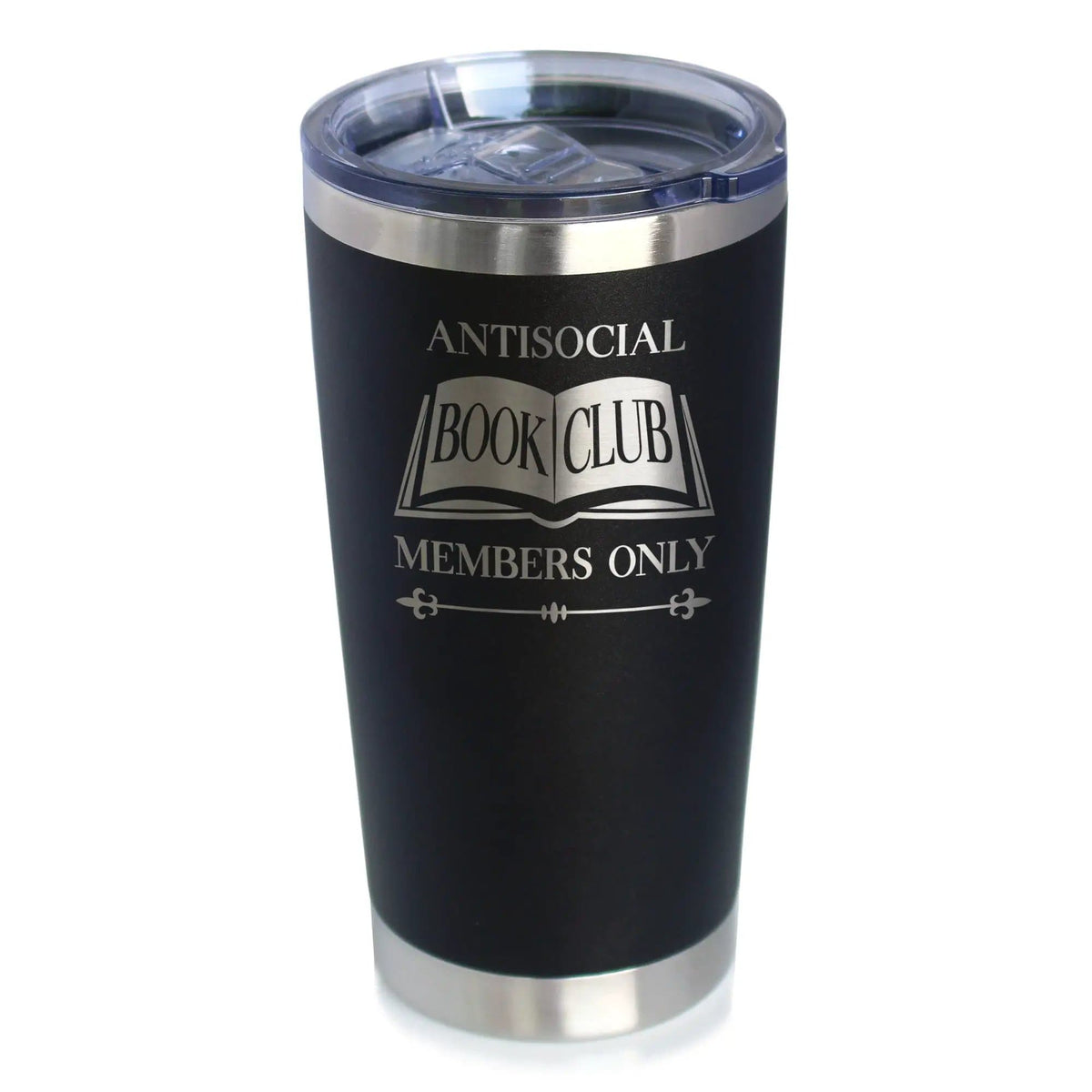 Insulated Coffee Tumbler | 20 oz Stainless Steel | Sliding Lid | Antisocial Book Club