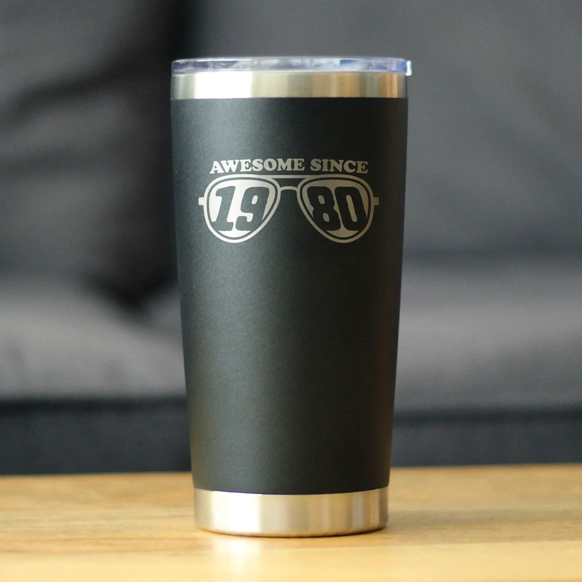 Awesome Since 1980 Coffee Tumbler | 20 Oz Double Wall Stainless Steel | Sliding Lid | 45th Birthday Gift Ideas