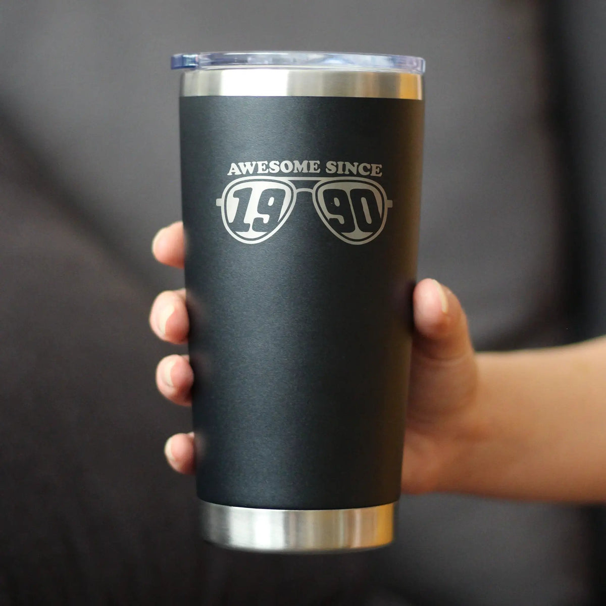 Awesome Since 1990 Coffee Tumbler | 20 Oz Double Wall Stainless Steel | Sliding Lid | 35th Birthday Gift Ideas