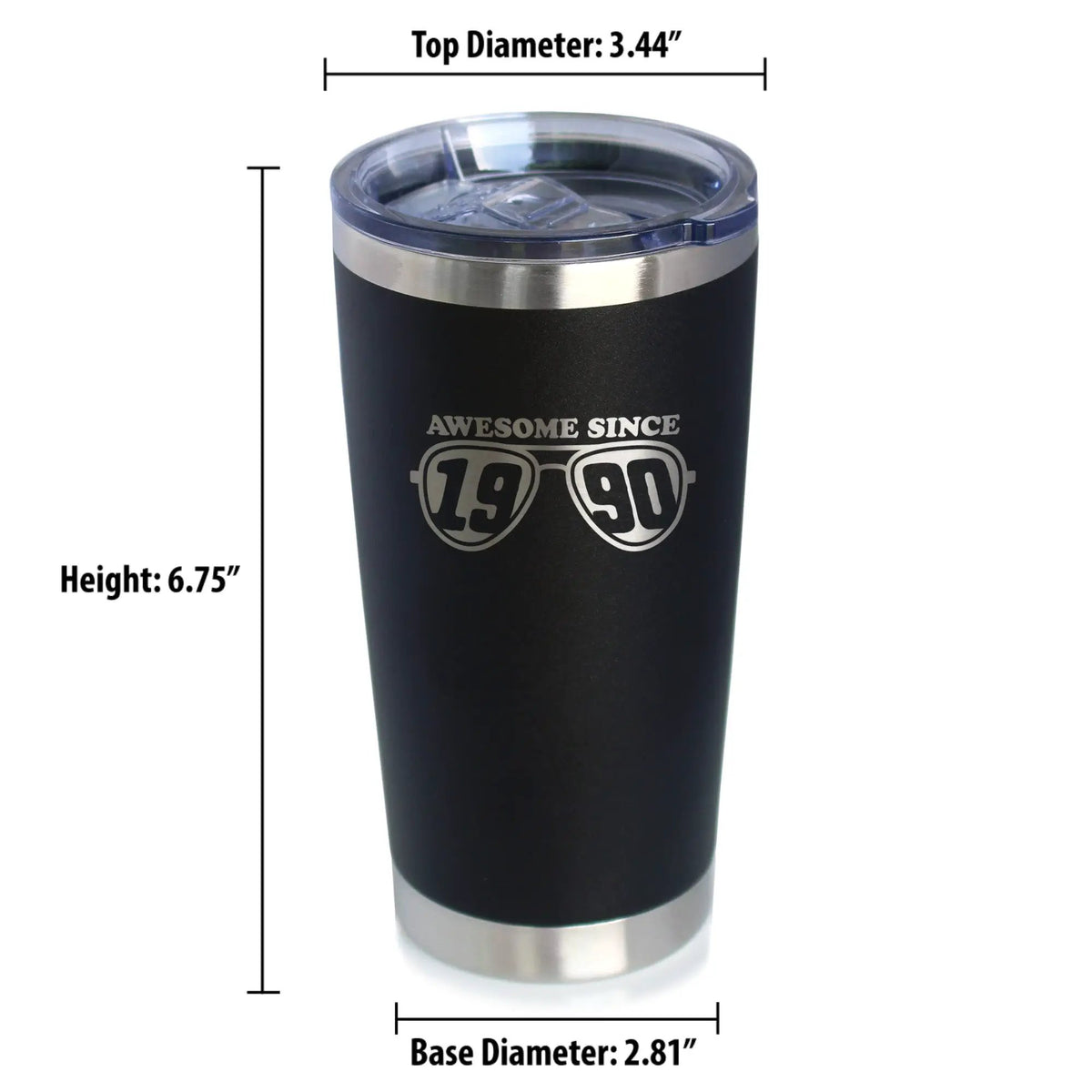 Awesome Since 1990 Coffee Tumbler | 20 Oz Double Wall Stainless Steel | Sliding Lid | 35th Birthday Gift Ideas