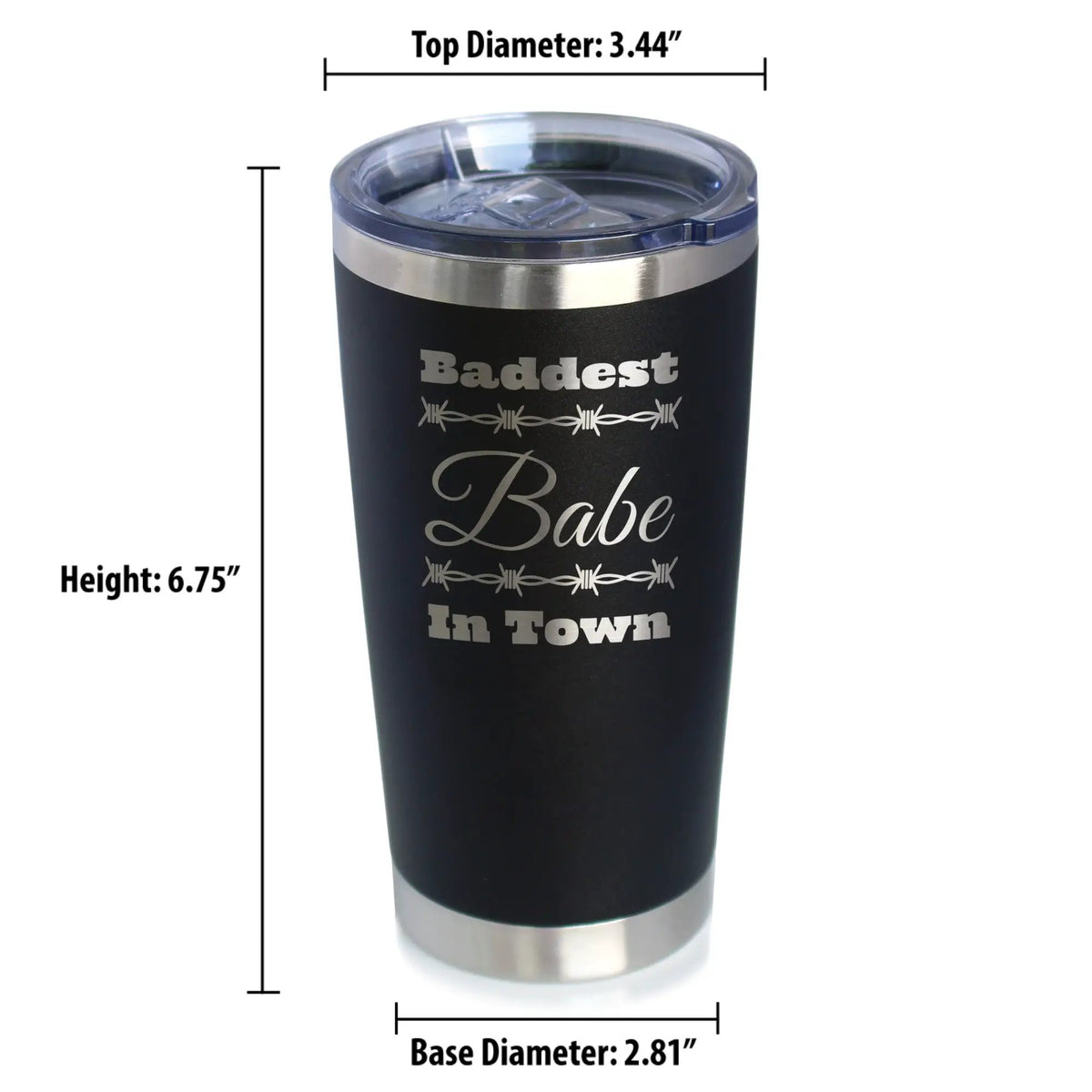 Baddest Babe in Town Coffee Tumbler | 20 Oz Double Wall Stainless Steel | Sliding Lid | Gifts For Women with Attitude