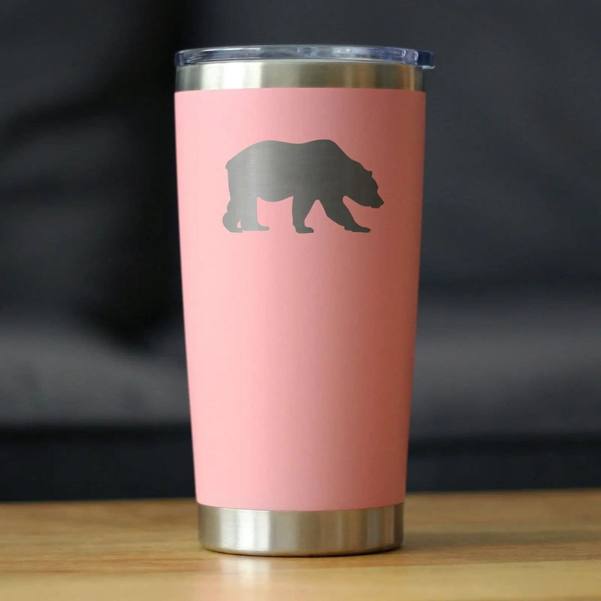 Insulated Coffee Tumbler | 20 oz Stainless Steel | Sliding Lid | Bear Silhouette