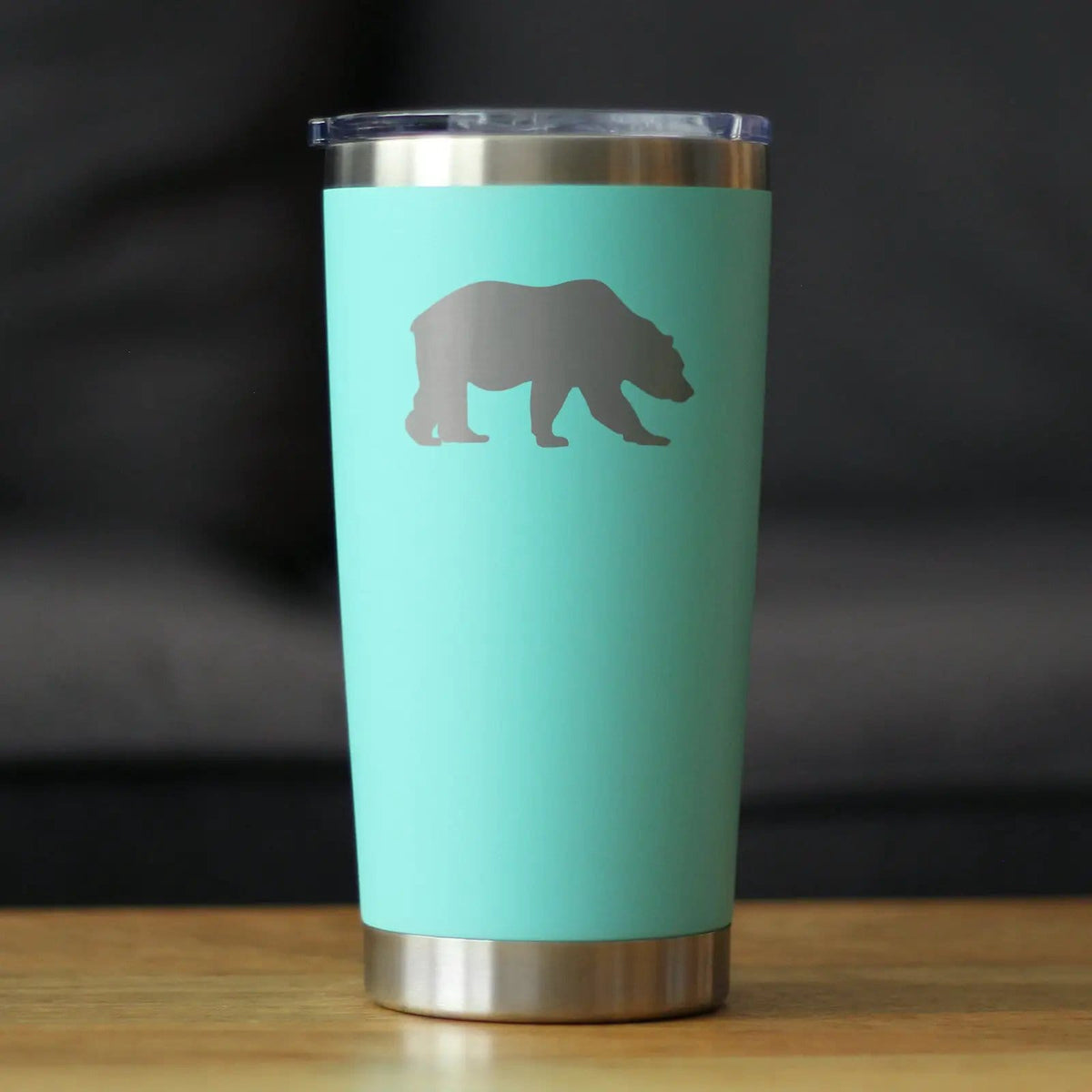 Insulated Coffee Tumbler | 20 oz Stainless Steel | Sliding Lid | Bear Silhouette