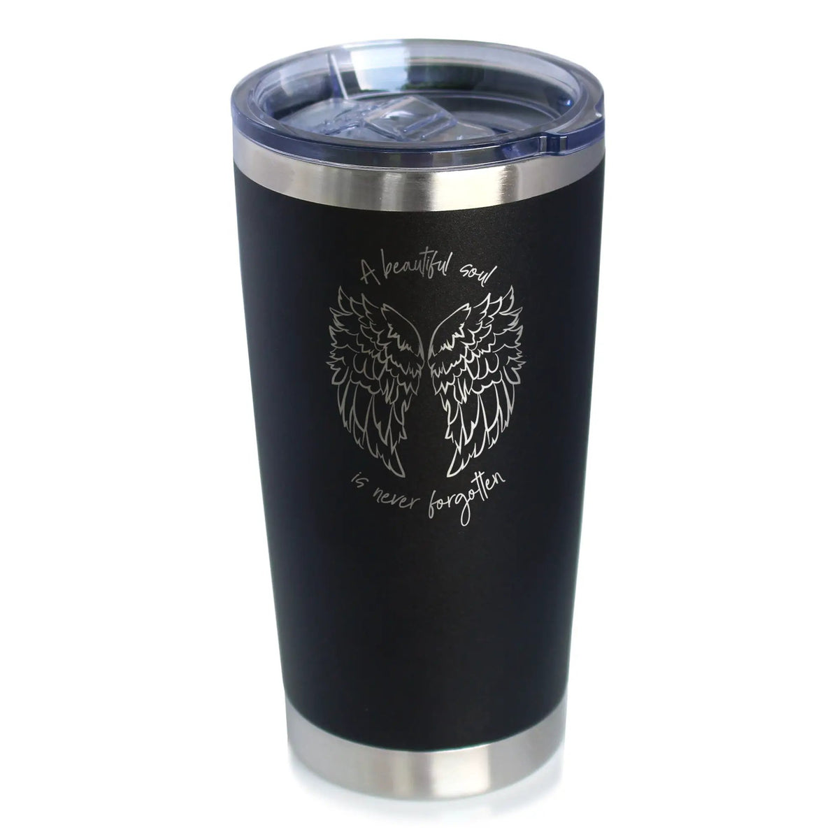 Beautiful Soul is Never Forgotten Coffee Tumbler | 20 Oz Double Wall Stainless Steel | Sliding Lid | Sympathy Memorial Gifts