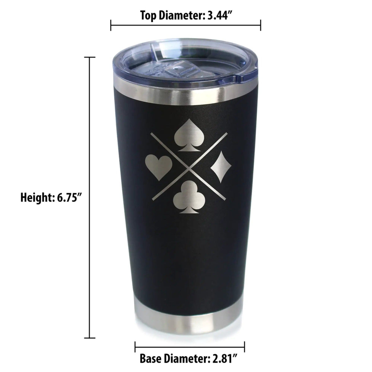 Insulated Coffee Tumbler | 20 oz Stainless Steel | Sliding Lid | Card Suits