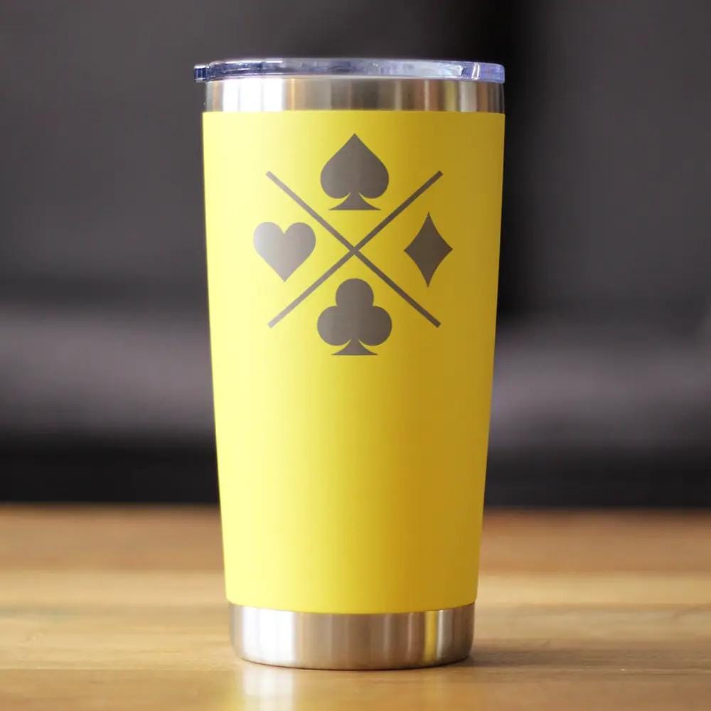 Insulated Coffee Tumbler | 20 oz Stainless Steel | Sliding Lid | Card Suits
