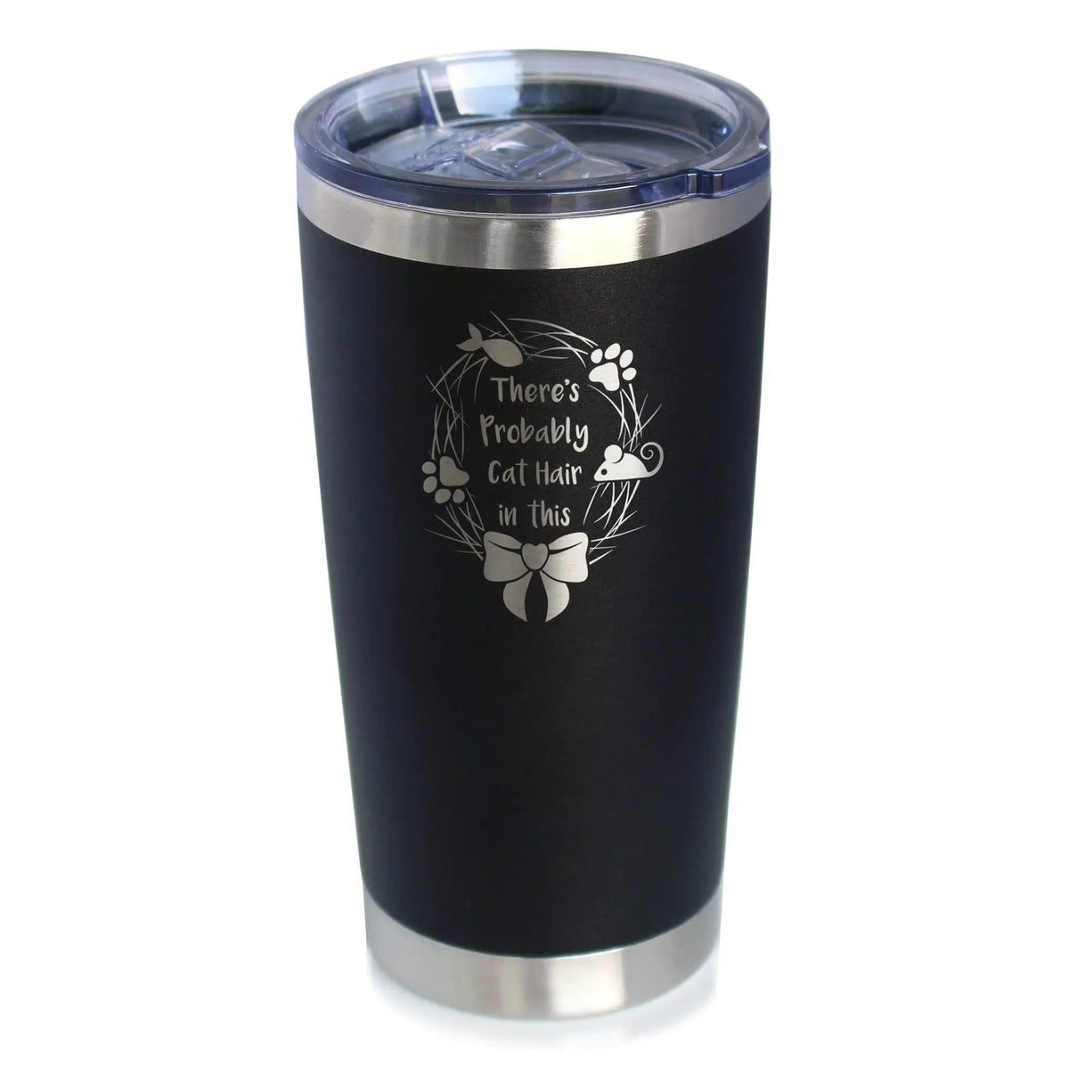 Insulated Coffee Tumbler | 20 oz Stainless Steel | Sliding Lid | Probably Cat Hair In This