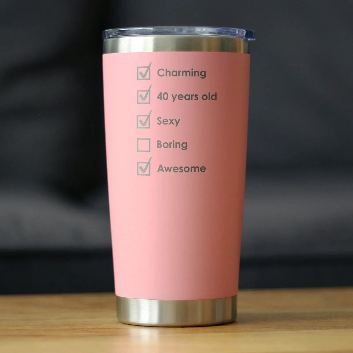 Insulated Tumbler | 20 Oz Stainless Steel | Double Wall Lid | 40th Checklist