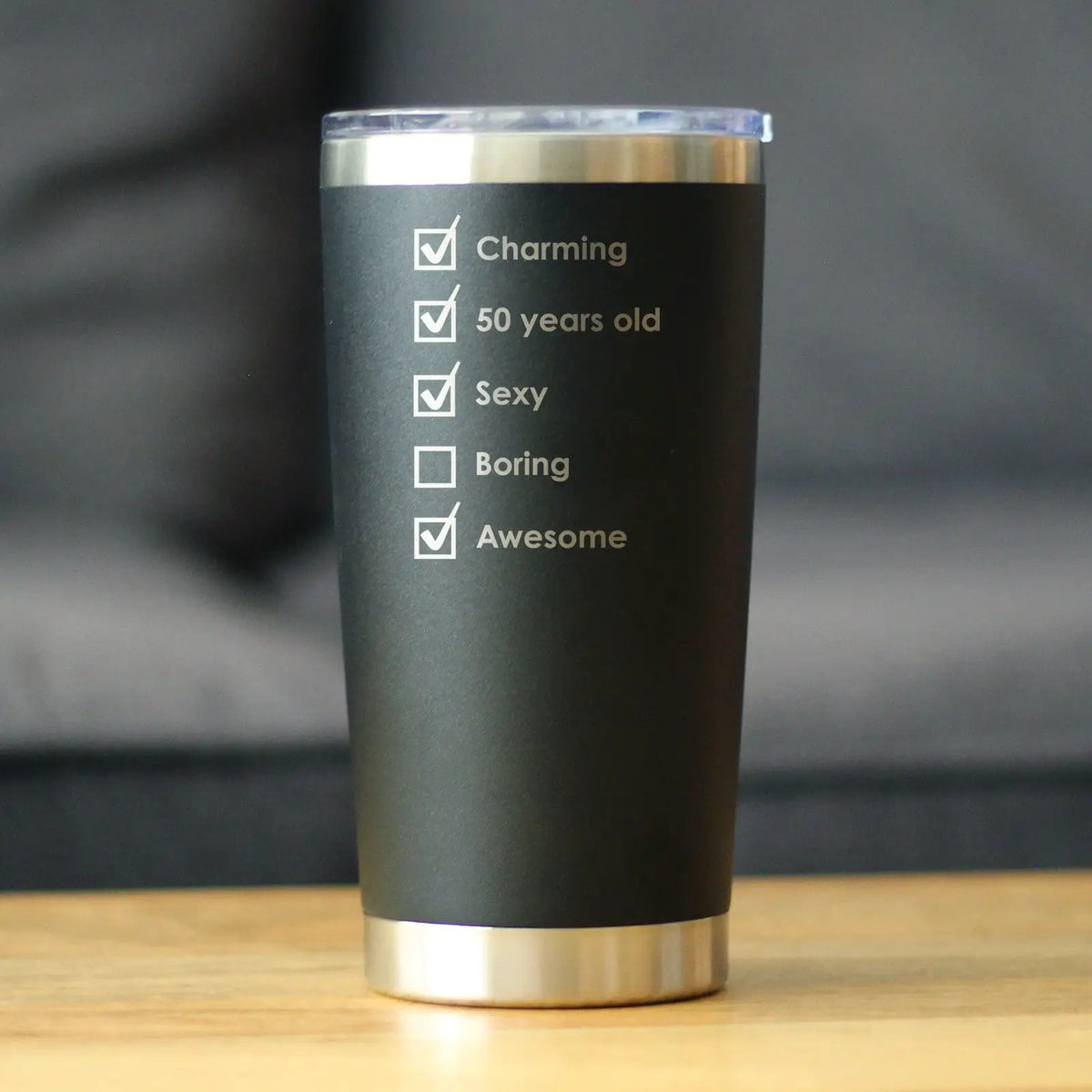 Coffee Tumbler | 20oz Vacuum Insulated | Stainless Steel | 50th Birthday Lid