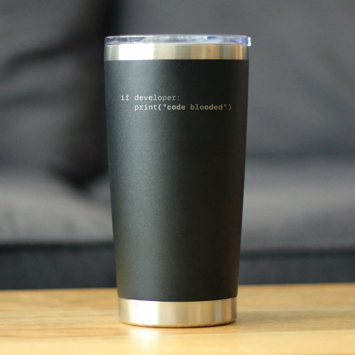 Insulated Coffee Tumbler | 20 oz Stainless Steel | Sliding Lid | Code Blooded