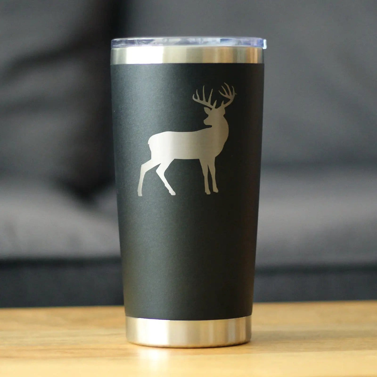 Insulated Coffee Tumbler | 20 oz Stainless Steel | Sliding Lid | Deer Silhouette