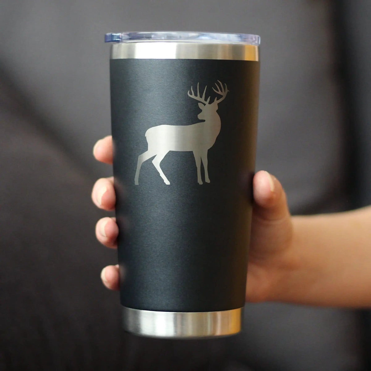 Insulated Coffee Tumbler | 20 oz Stainless Steel | Sliding Lid | Deer Silhouette