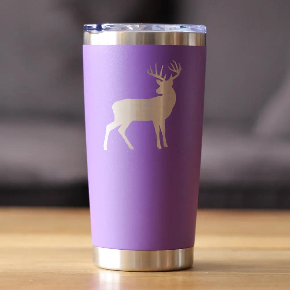 Insulated Coffee Tumbler | 20 oz Stainless Steel | Sliding Lid | Deer Silhouette
