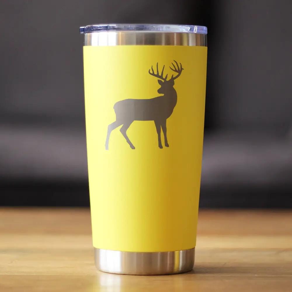 Insulated Coffee Tumbler | 20 oz Stainless Steel | Sliding Lid | Deer Silhouette