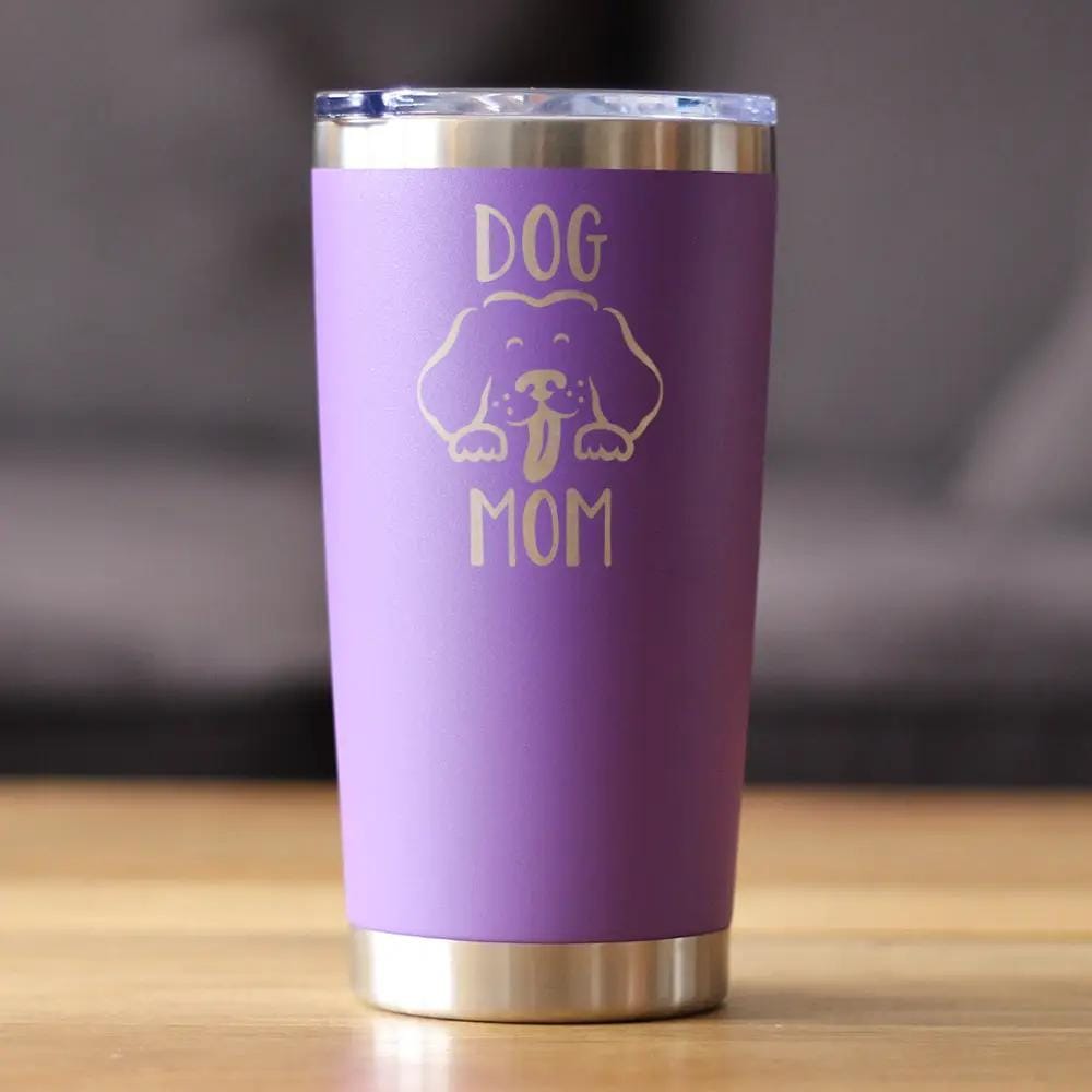 Insulated Coffee Tumbler | 20 oz Stainless Steel | Sliding Lid | Dog Mom