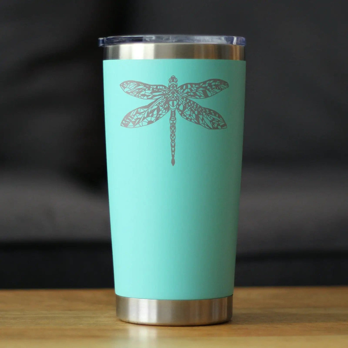 Insulated Coffee Tumbler | 20 oz Stainless Steel | Sliding Lid | Dragonfly