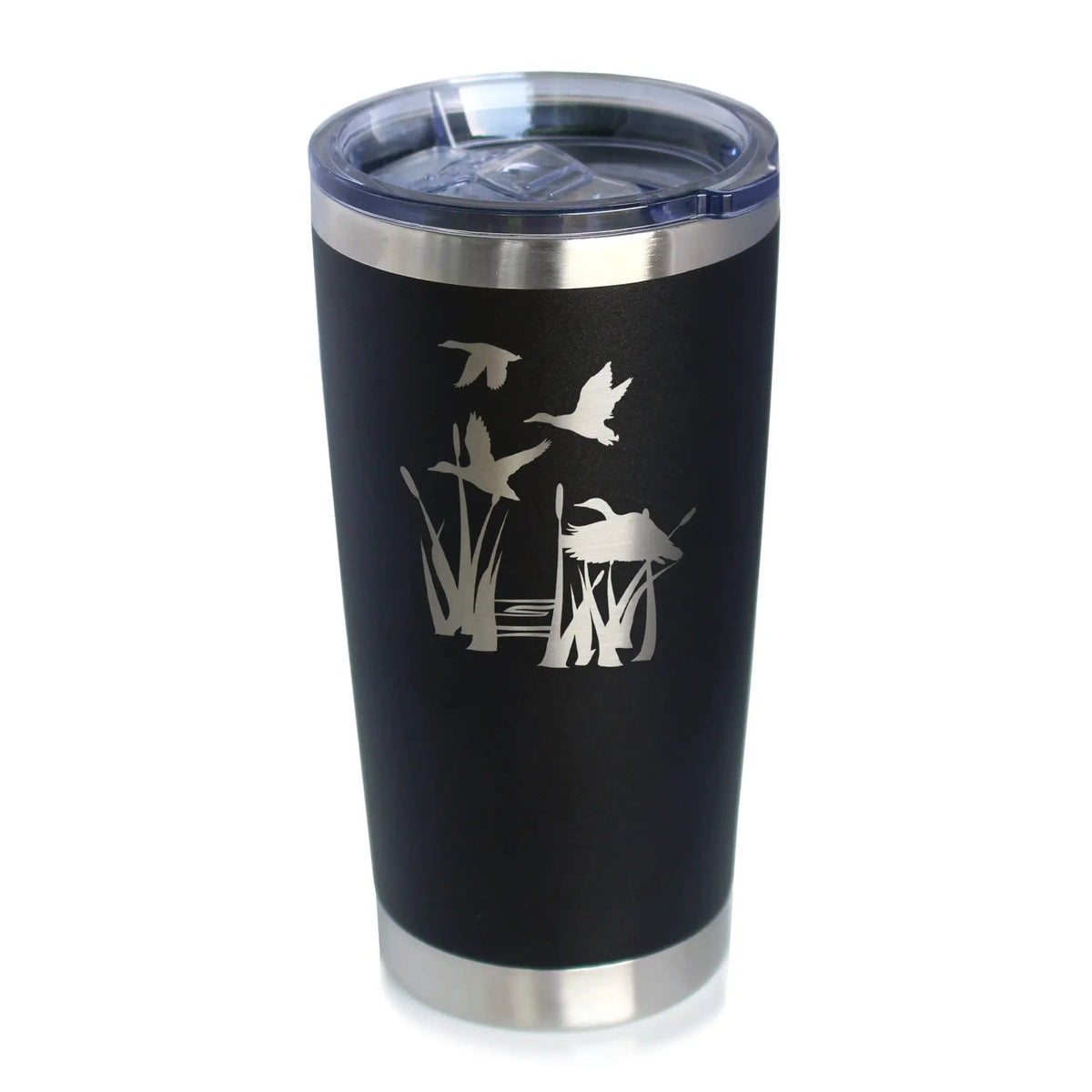 Insulated Stemless Wine Tumbler | 20 oz Stainless Steel | Sliding Lid | Duck Pond (Style 2)