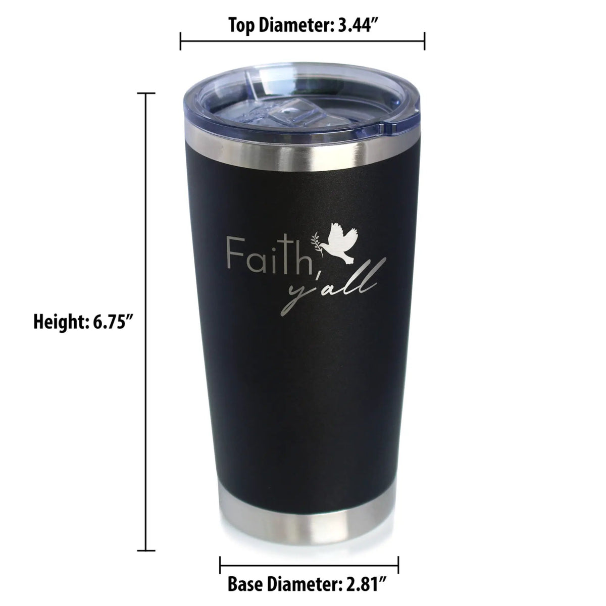 Faith Y'all Coffee Tumbler | 20 Oz Double Wall Stainless Steel | Sliding Lid | Christianity Gifts For Christians