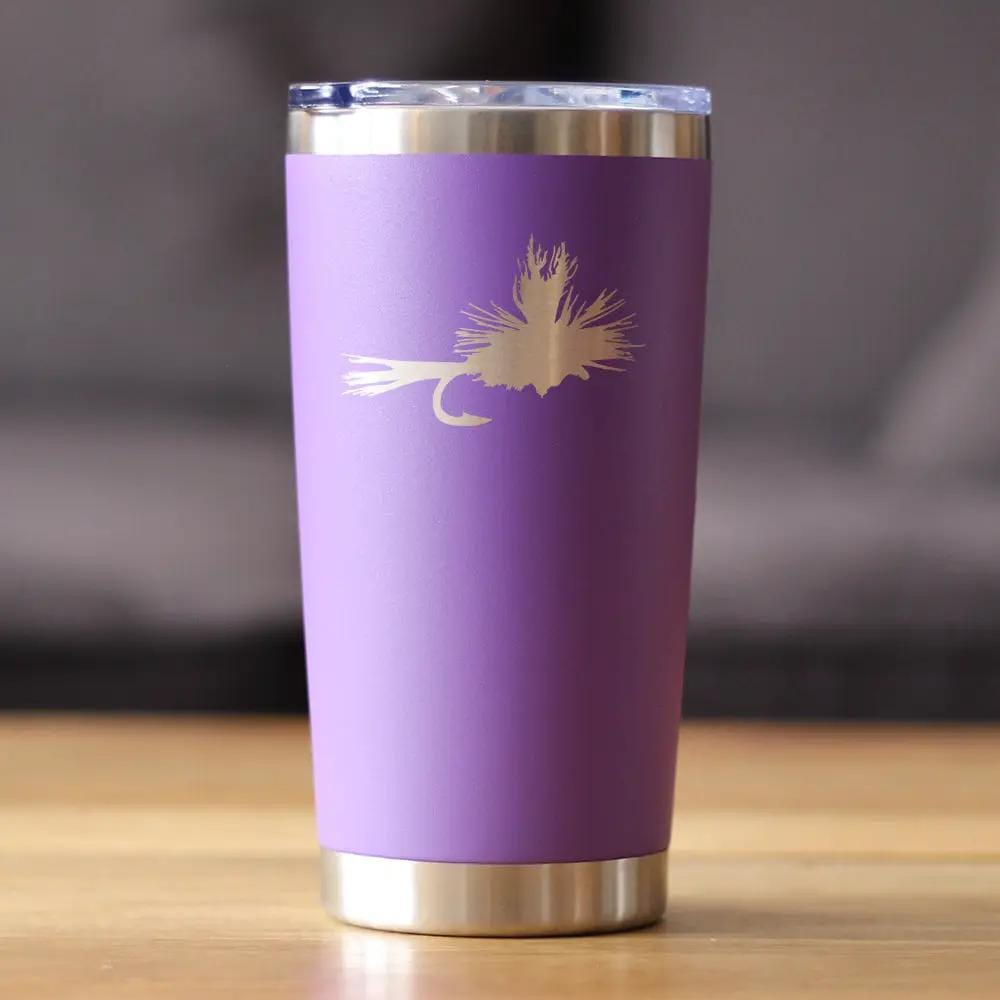 Insulated Coffee Tumbler | 20 oz Stainless Steel | Sliding Lid | Fishing Fly