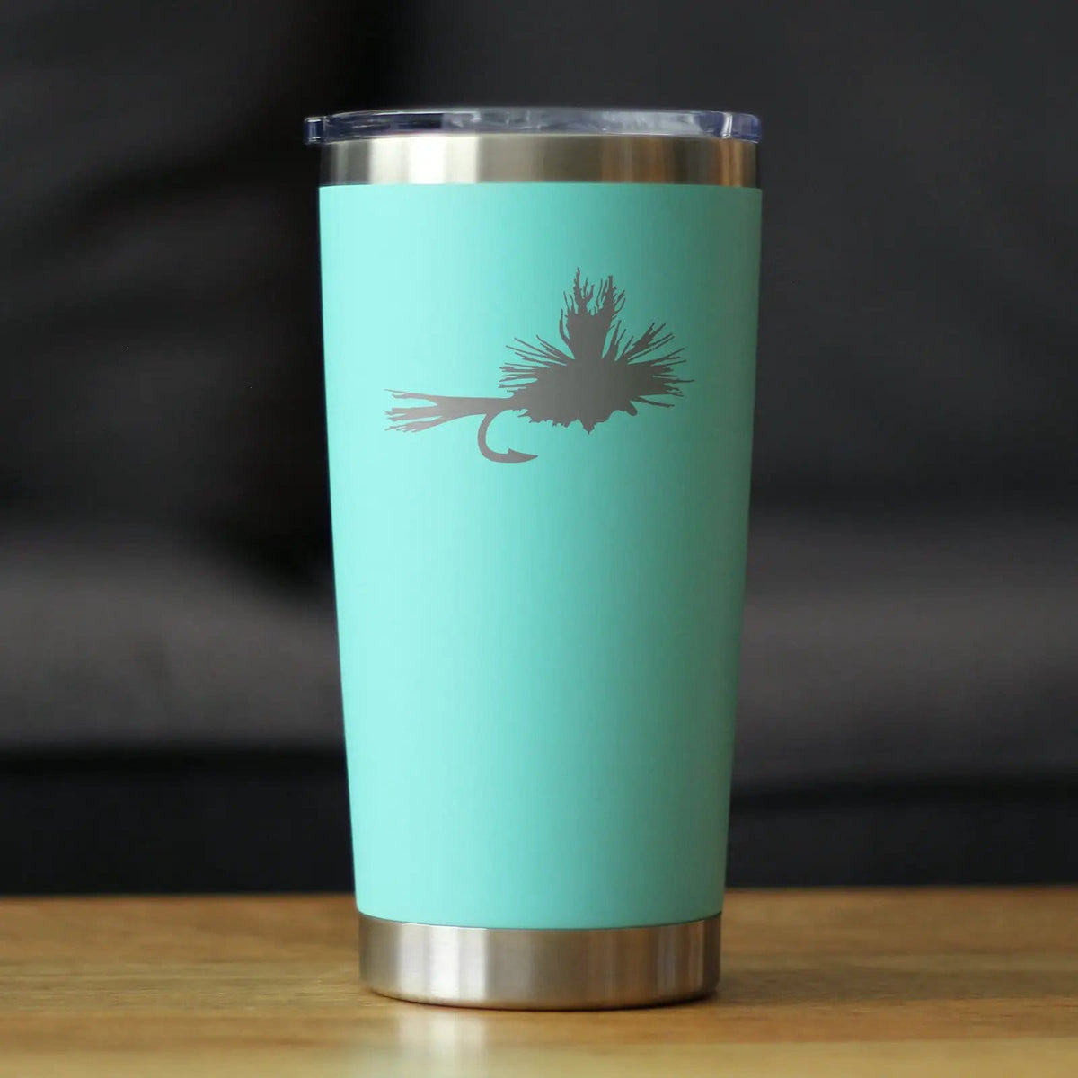 Insulated Coffee Tumbler | 20 oz Stainless Steel | Sliding Lid | Fishing Fly