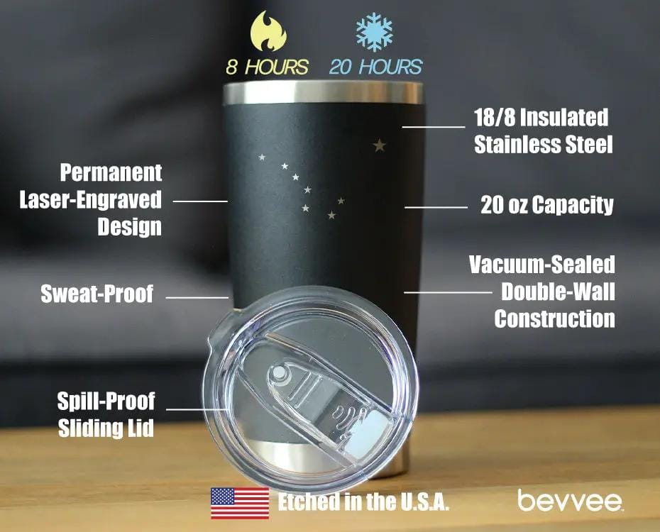 Insulated Coffee Tumbler | 20 oz Stainless Steel | Sliding Lid | Flag of Alaska