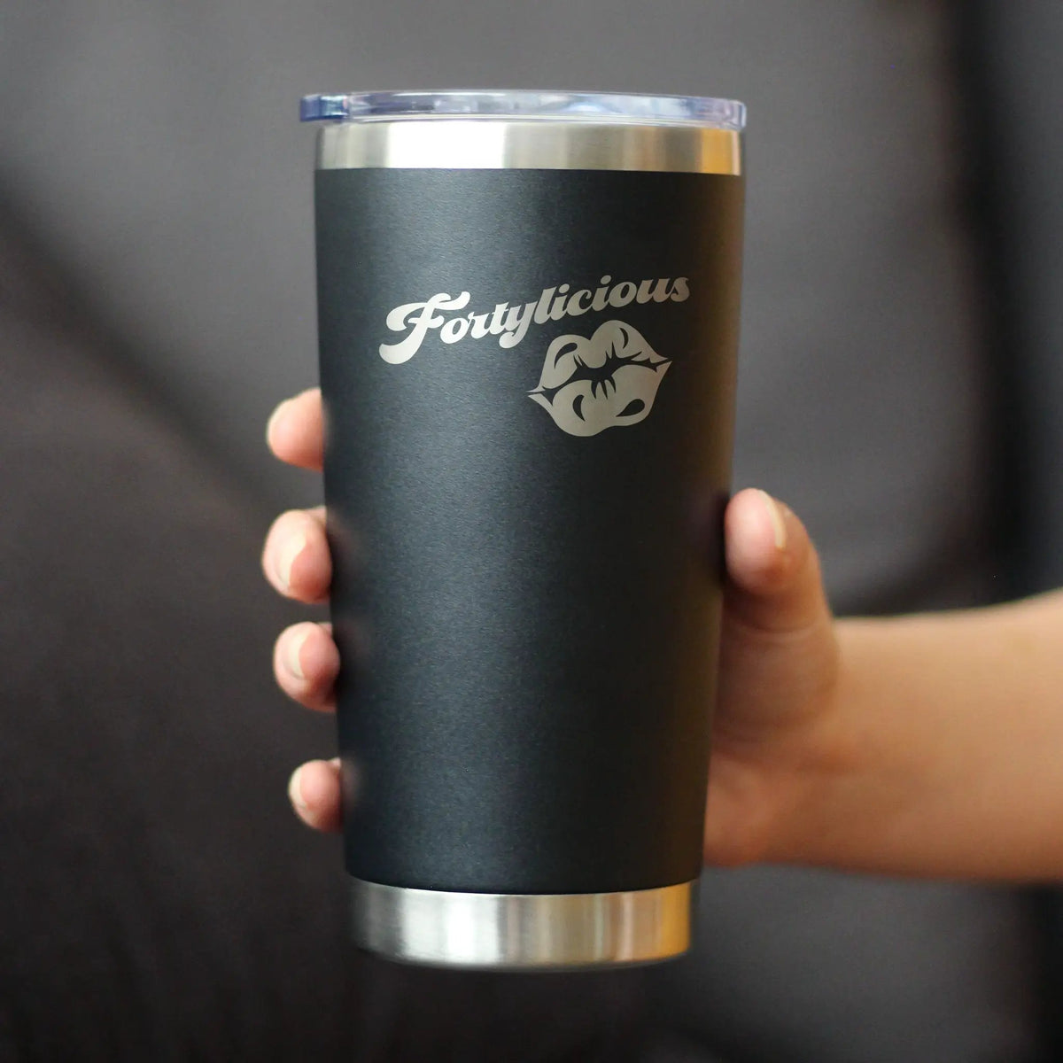 Fortylicious Coffee Tumbler | 20 Oz Double Wall Stainless Steel | Sliding Lid | Funny 40th Birthday Gifts