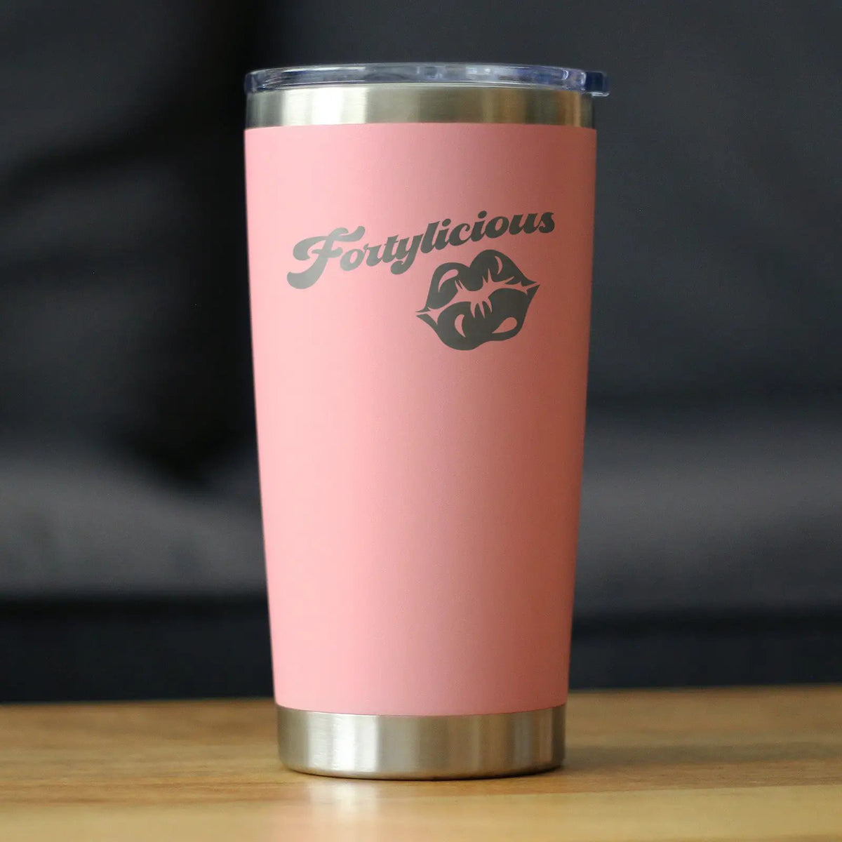 Fortylicious Coffee Tumbler | 20 Oz Double Wall Stainless Steel | Sliding Lid | Funny 40th Birthday Gifts