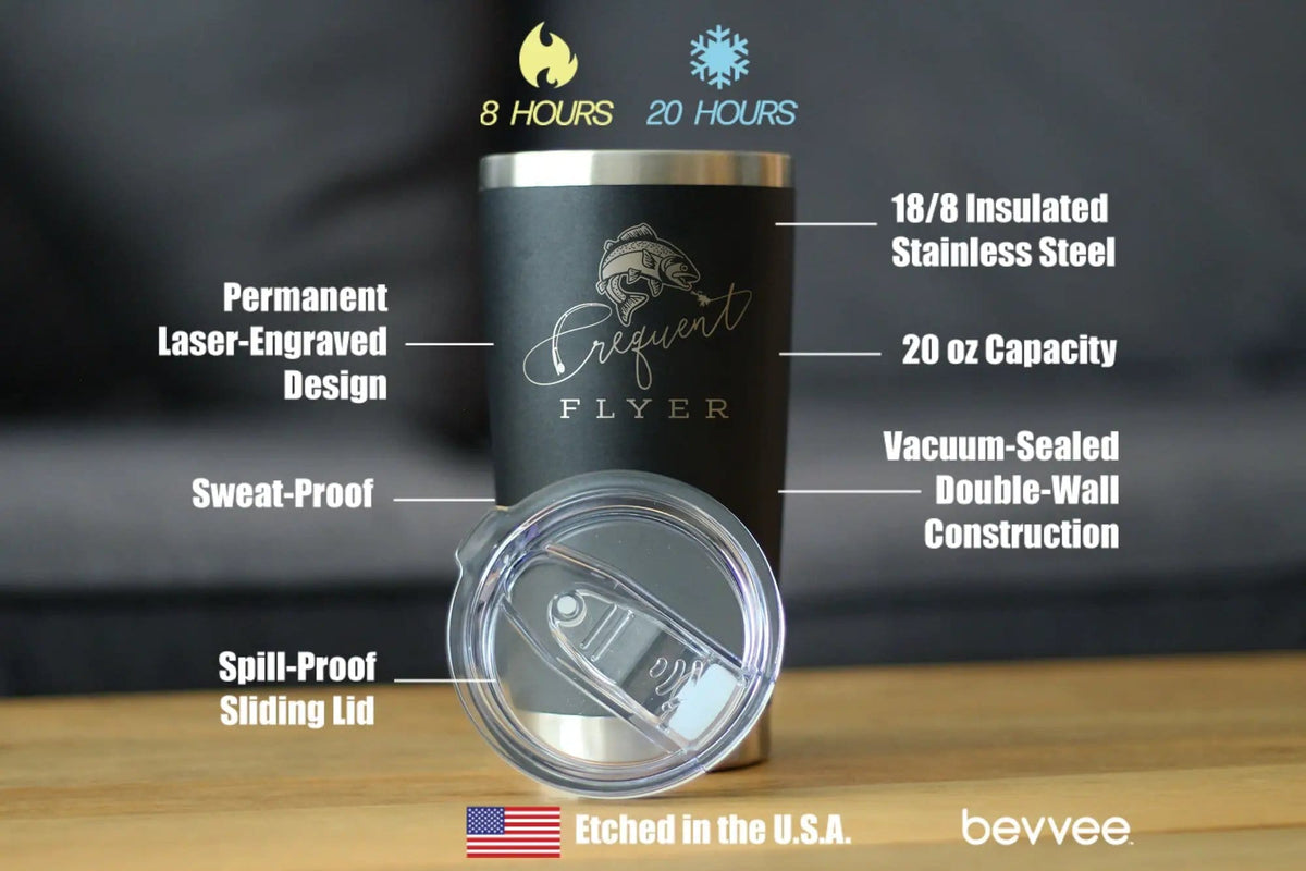 Insulated Coffee Tumbler | 20 oz Stainless Steel | Sliding Lid | Frequent Flyer