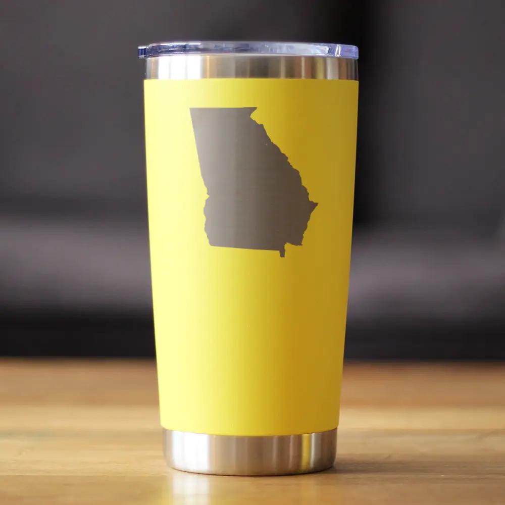 Georgia State Outline Coffee Tumbler | 20 Oz | Double Wall Stainless Steel | Sliding Lid