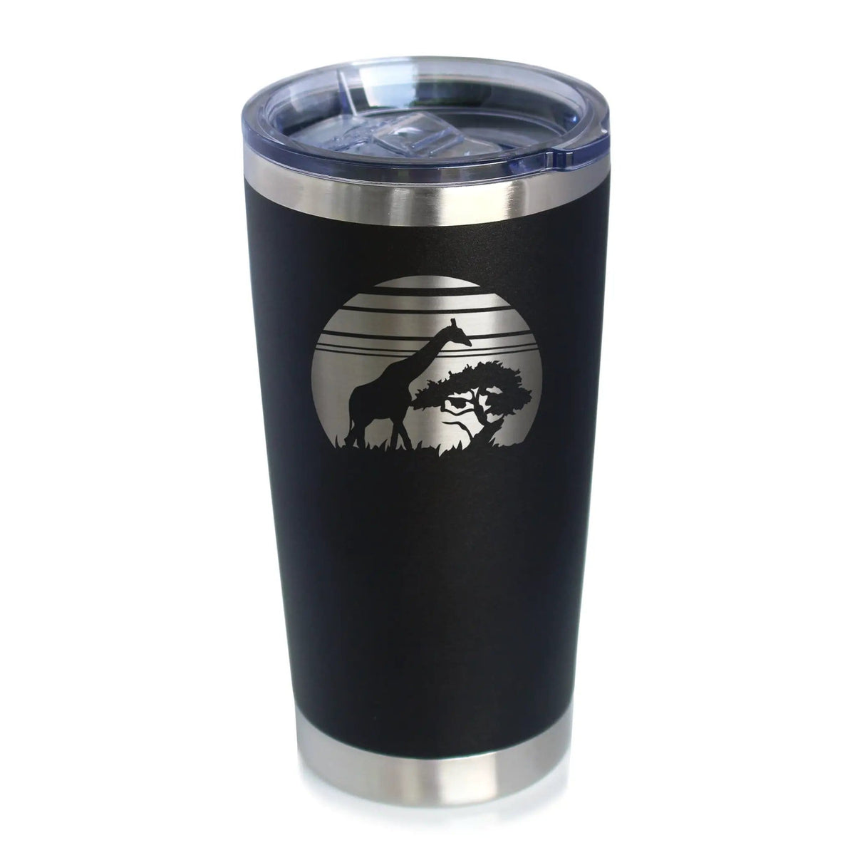 Insulated Coffee Tumbler | 20 oz Stainless Steel | Sliding Lid | Giraffe Sunset
